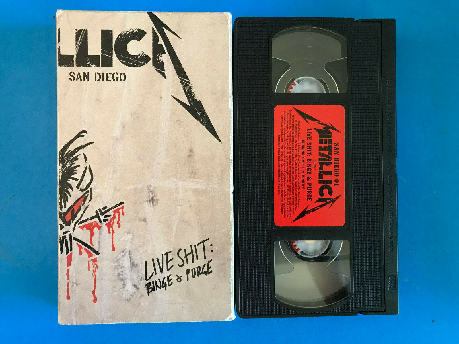 Metallica San Diego Live Shit : Binge and Purge 1 VHS tape & sleeve
