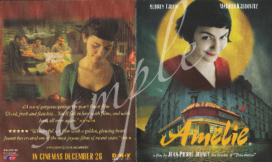 Audrey Tautou & Mathieu Kassovitz in Jean-Pierre Jeunet’s AMELIE – rare flyer