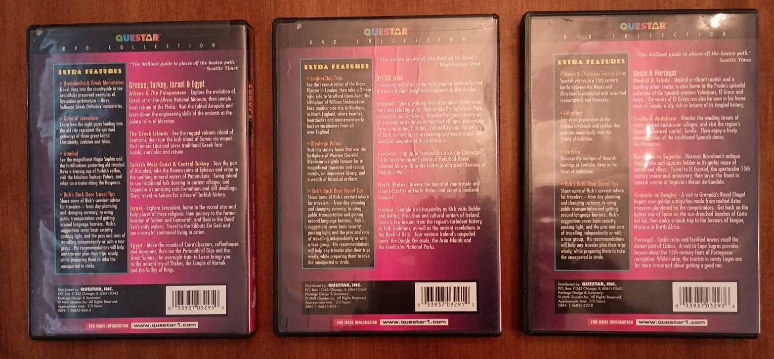 LOT OF 3 BEST OF TRAVELS IN EUROPE DVD’S PBS RICK STEVES~SPAIN PORTUGAL ISRAEL