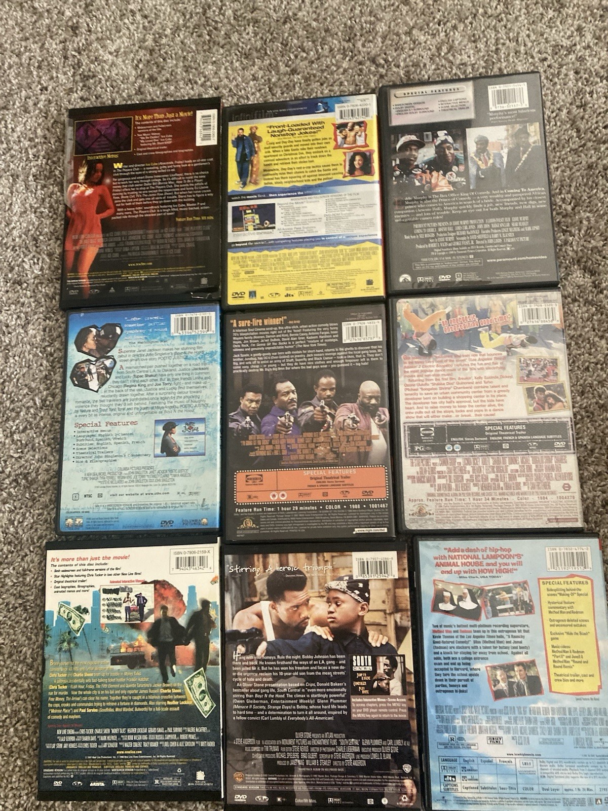 LOT OF 9 DVDs Poetic Justice How High Coming to America Breakin 2 Money Talks