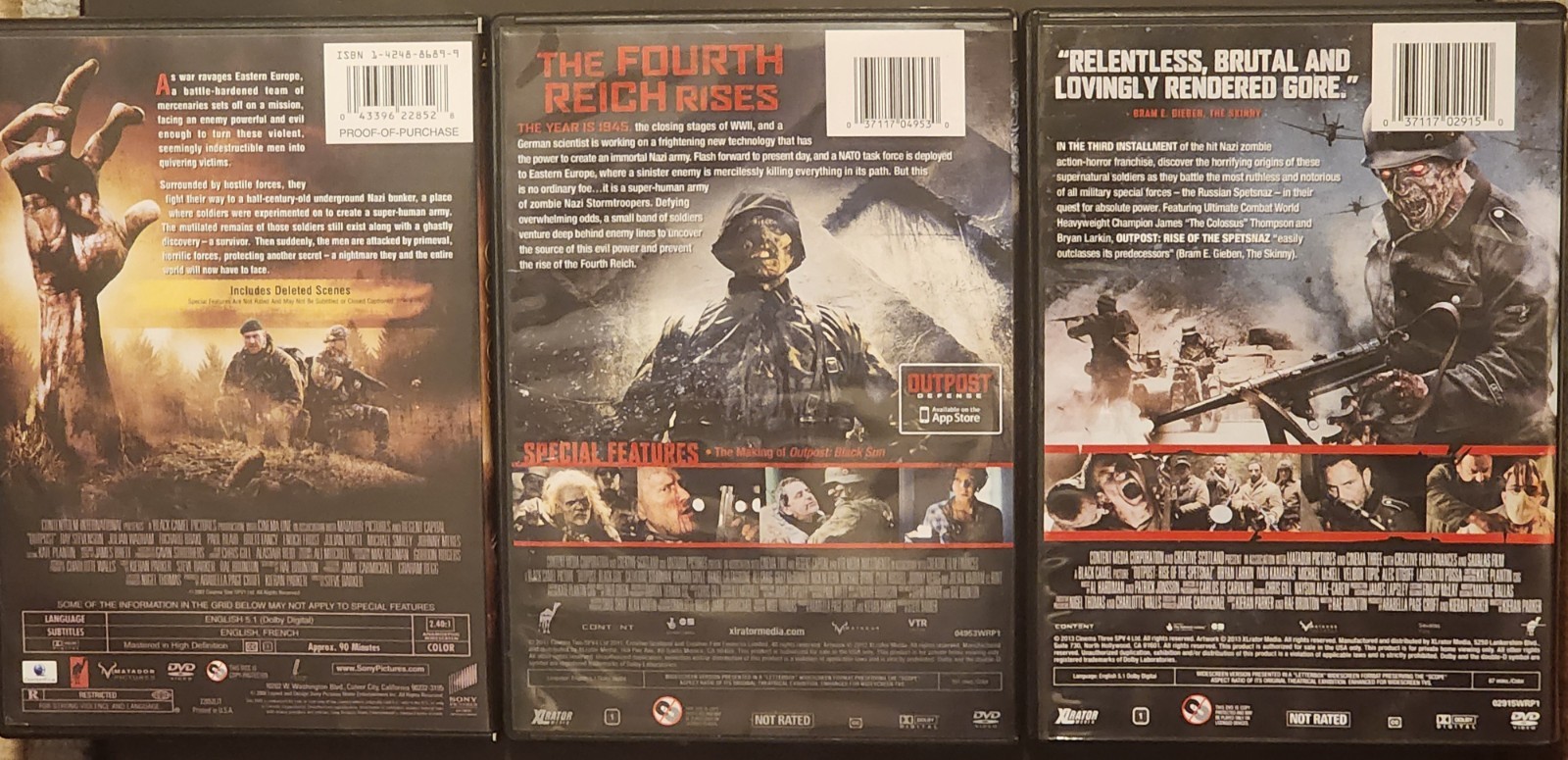 Outpost, Black Sun, Rise of the Spetznaz (3 DVDs) Horror Zombie