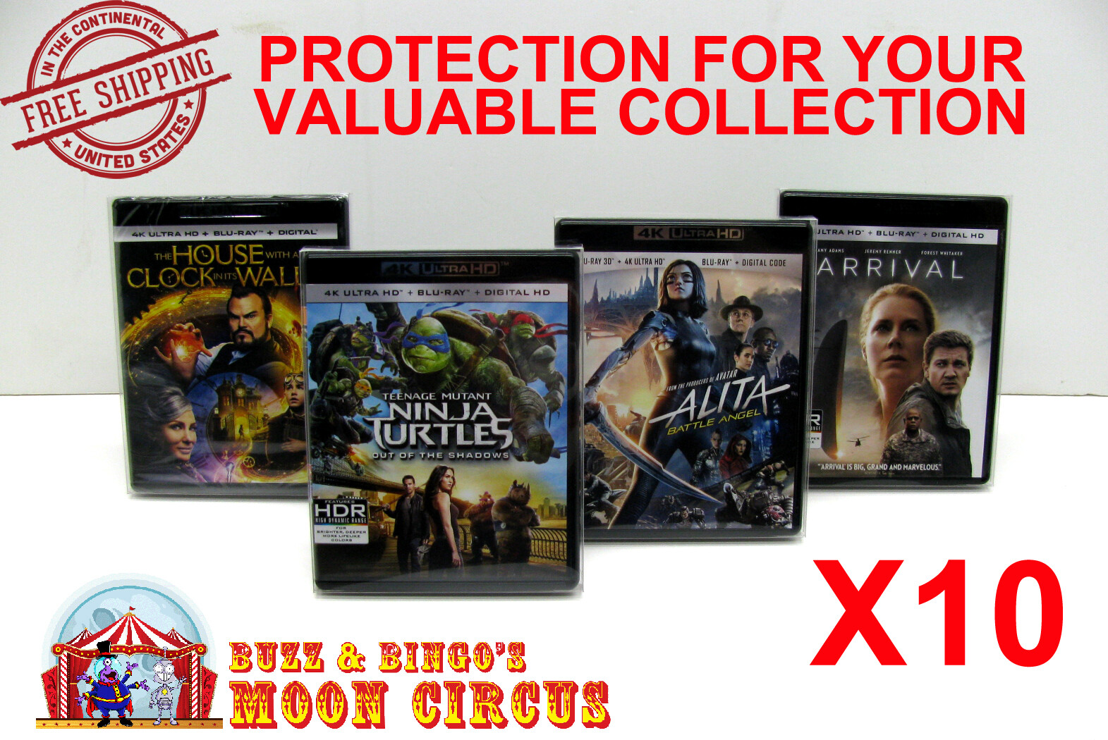 10x 4K UHD WITHOUT SLIPCOVER (SIZE 4K1) – CLEAR PLASTIC BOX PROTECTOR SLEEVE