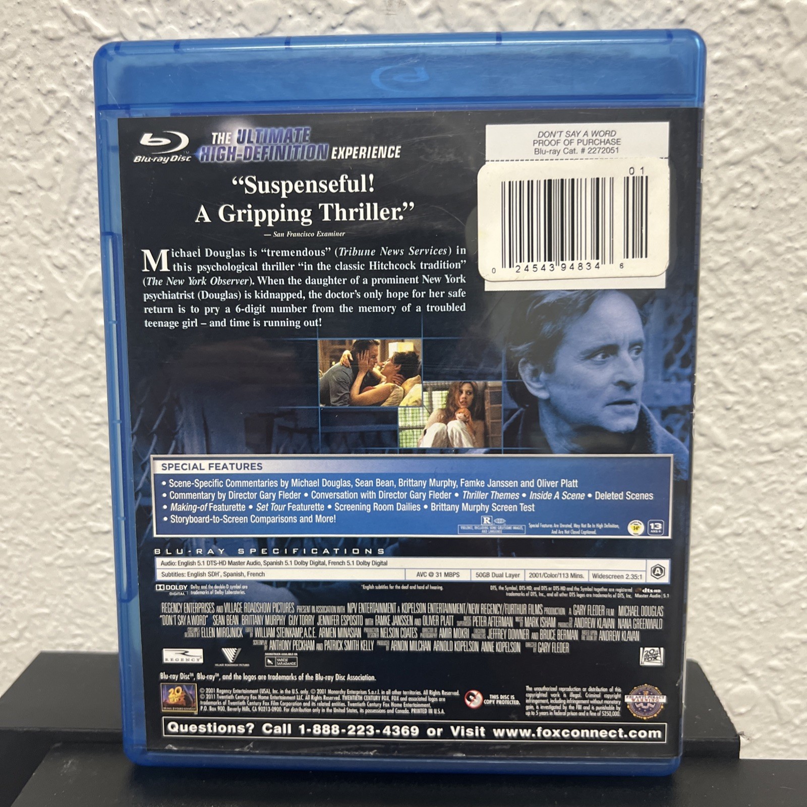 Don’t Say a Word (2001, Blu Ray) Michael Douglas – RARE OOP