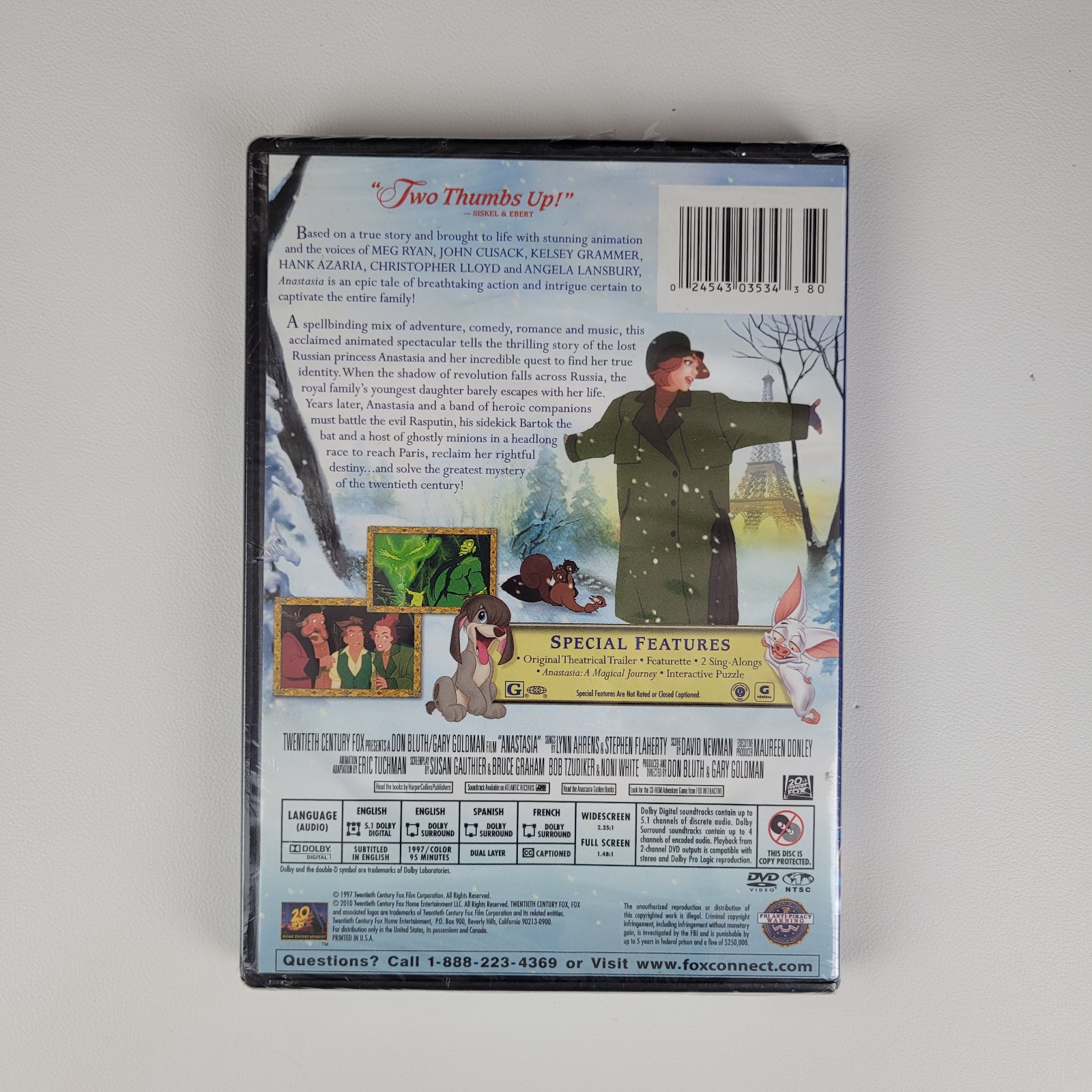 Anastasia 1997 DVD Animated Family Film Classic Don Bluth Disney Princess Movie