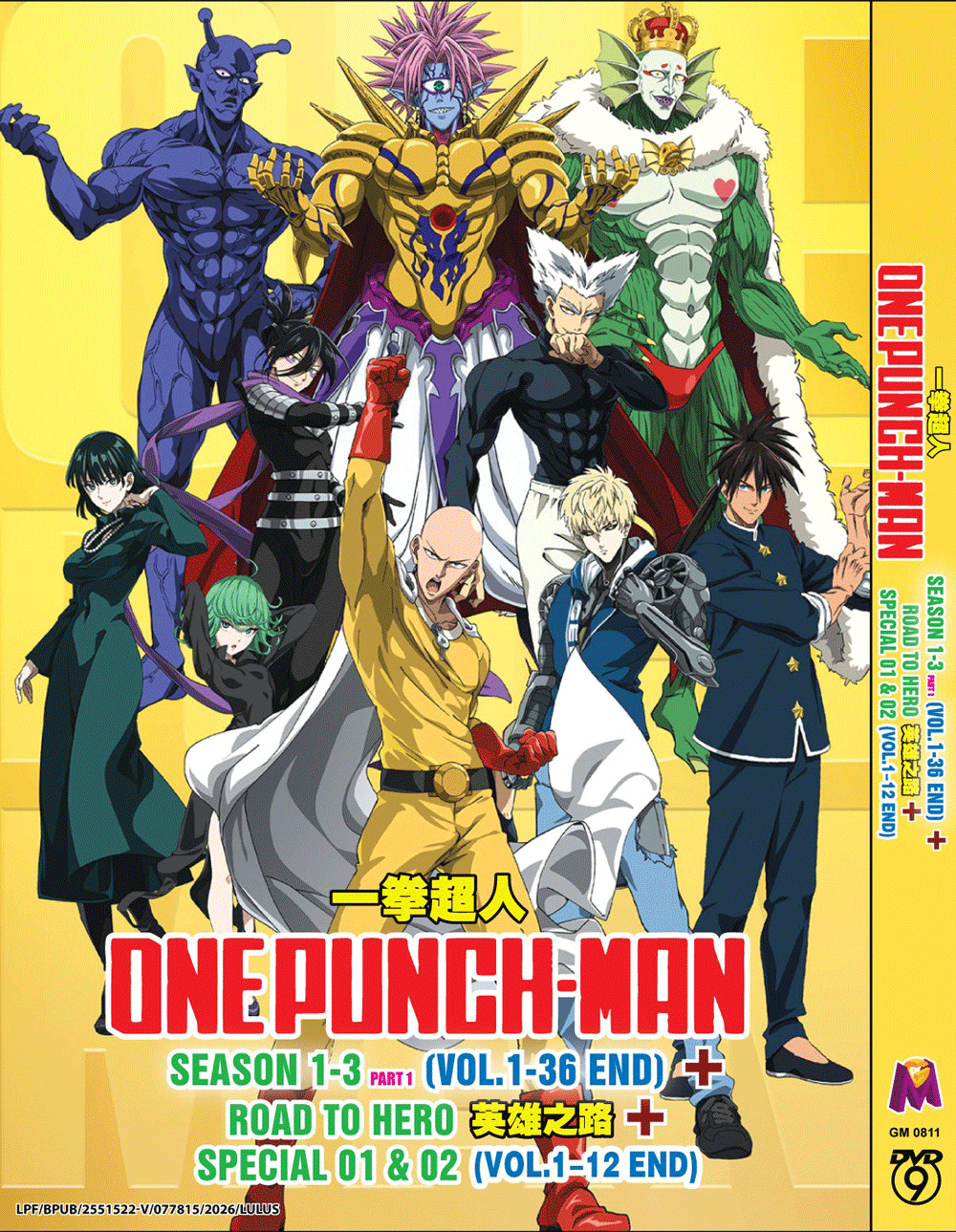 ONE Punch MAN SEASON 1-3 + ROAD TO HERO + SPECIAL 01+02 DVD with English Dub