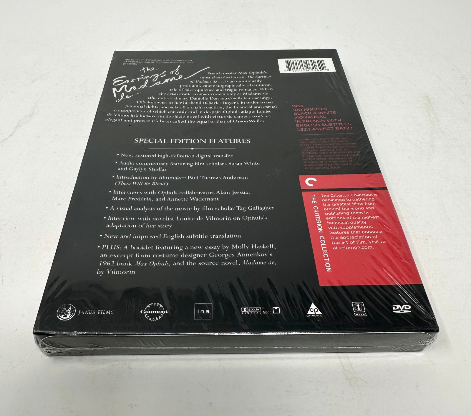 THE EARRINGS OF MADAME DE DVD Max Ophuls Charles Boyer CRITERION #445 NEW SEALED