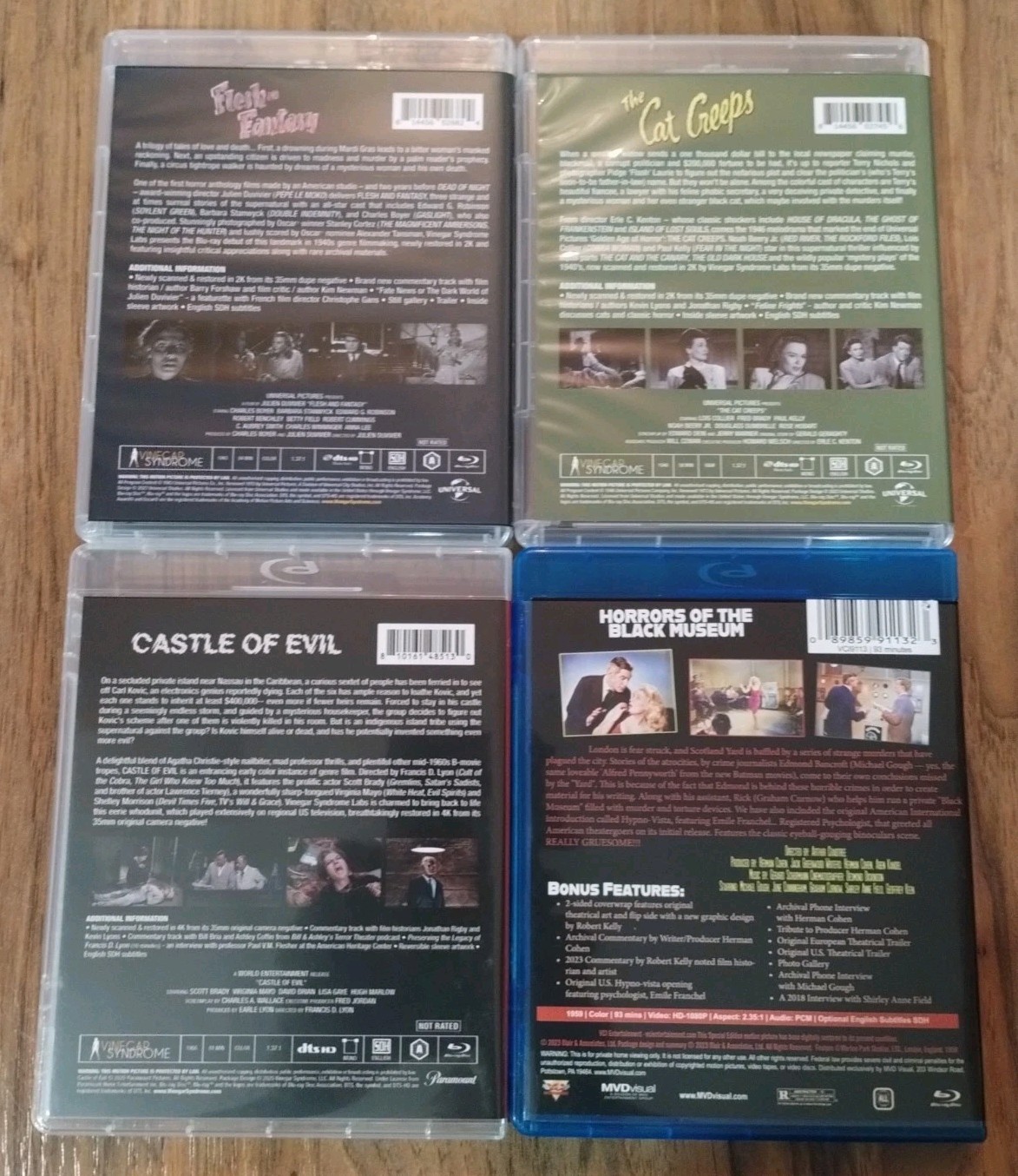 Flesh And Fantasy/The Cat Creeps/More/Vinegar Syndrome/Blu Ray/Horror/Thriller!!