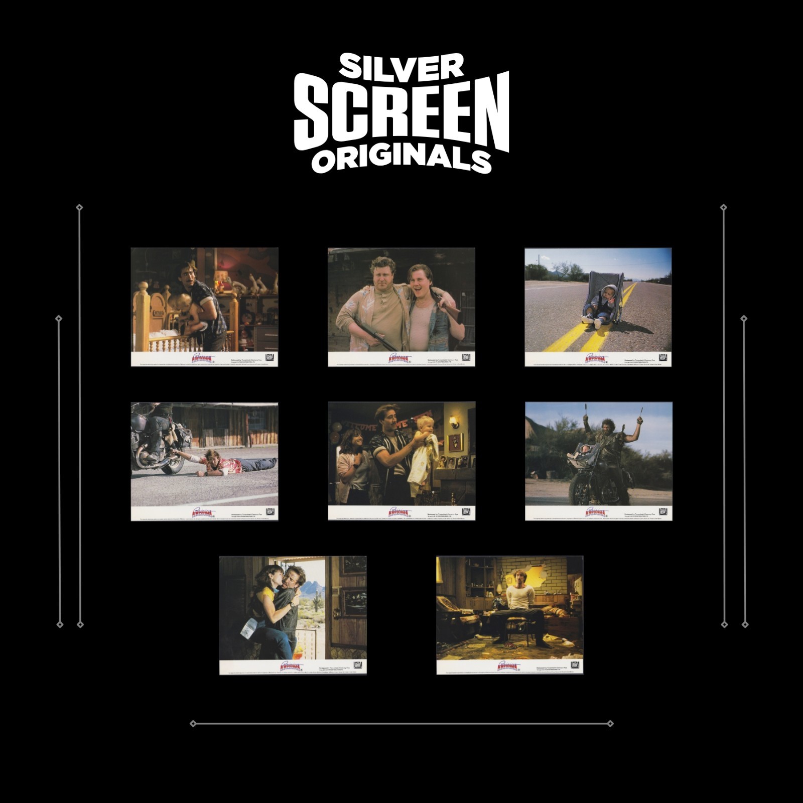Raising Arizona 8x Original UK FOH Lobby Cards Joel Ethan Coen Nicholas Cage ’87