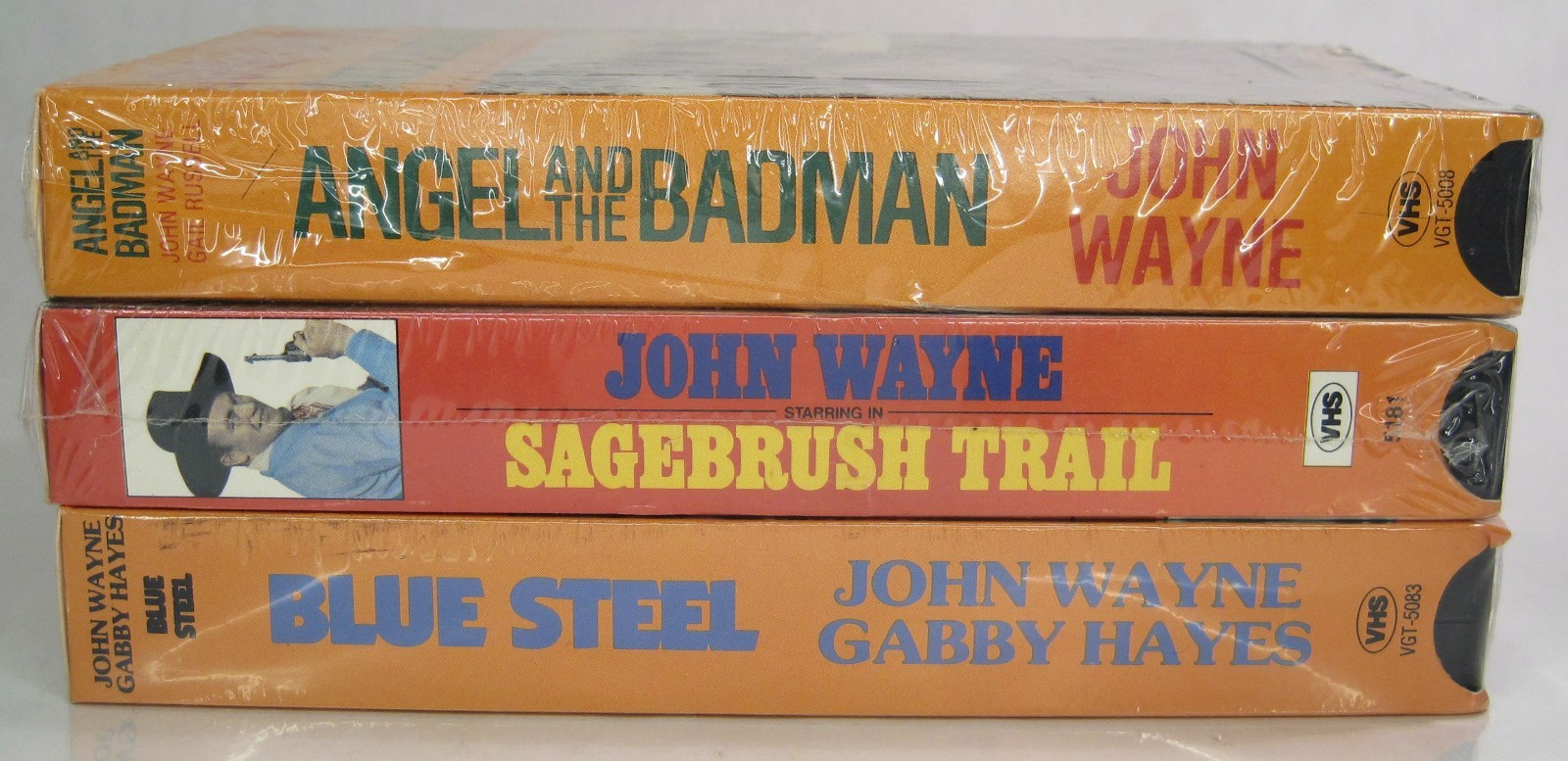 Good Times Video John Wayne VHS Lot Blue Steel Sagebrush Trail Angel & Badman