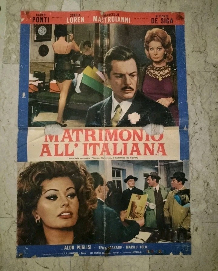 Lotto Film Matrimonio all’ Italiana poster LOREN MASTROIANNI Commedia