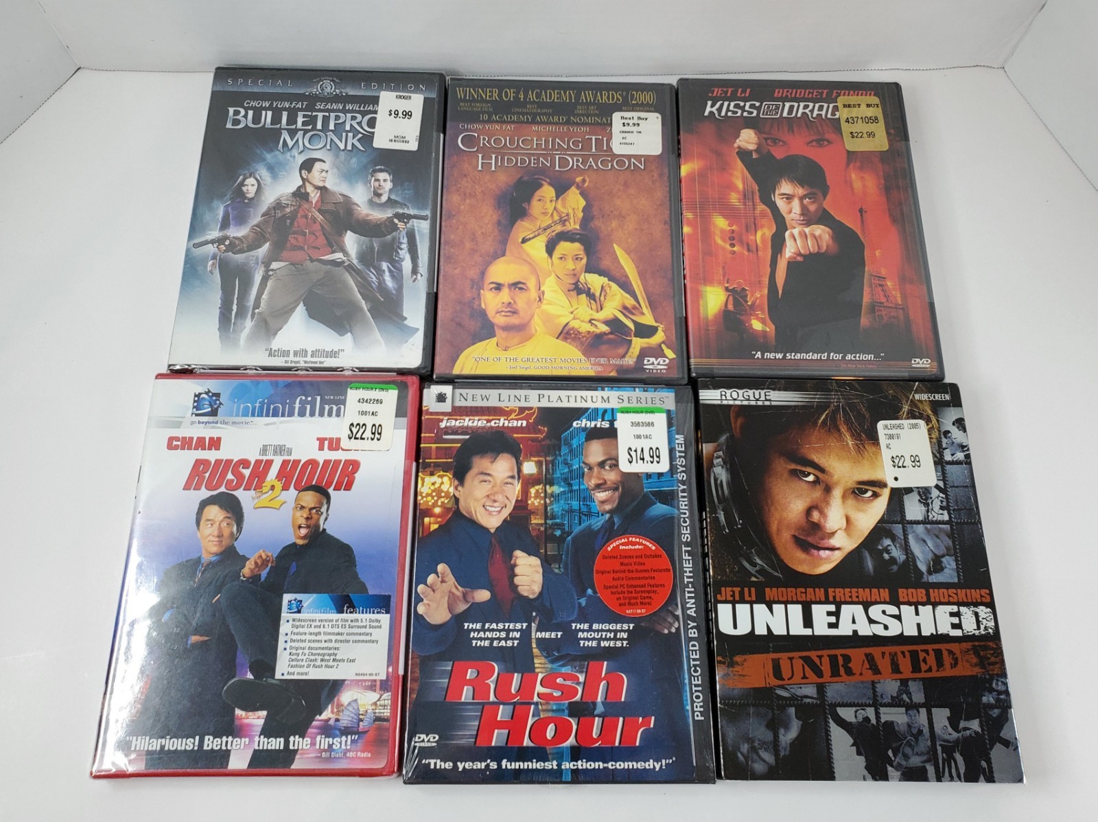 Martial Arts Action Movies – DVD Lot of 9 – Jet Li Jackie Chan Chow Yun-Fat -NEW