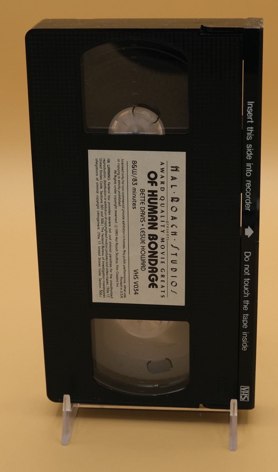 Of Human Bondage (1934), Hal Roach Studios VHS, Actor: Bette Davis/Leslie Howard