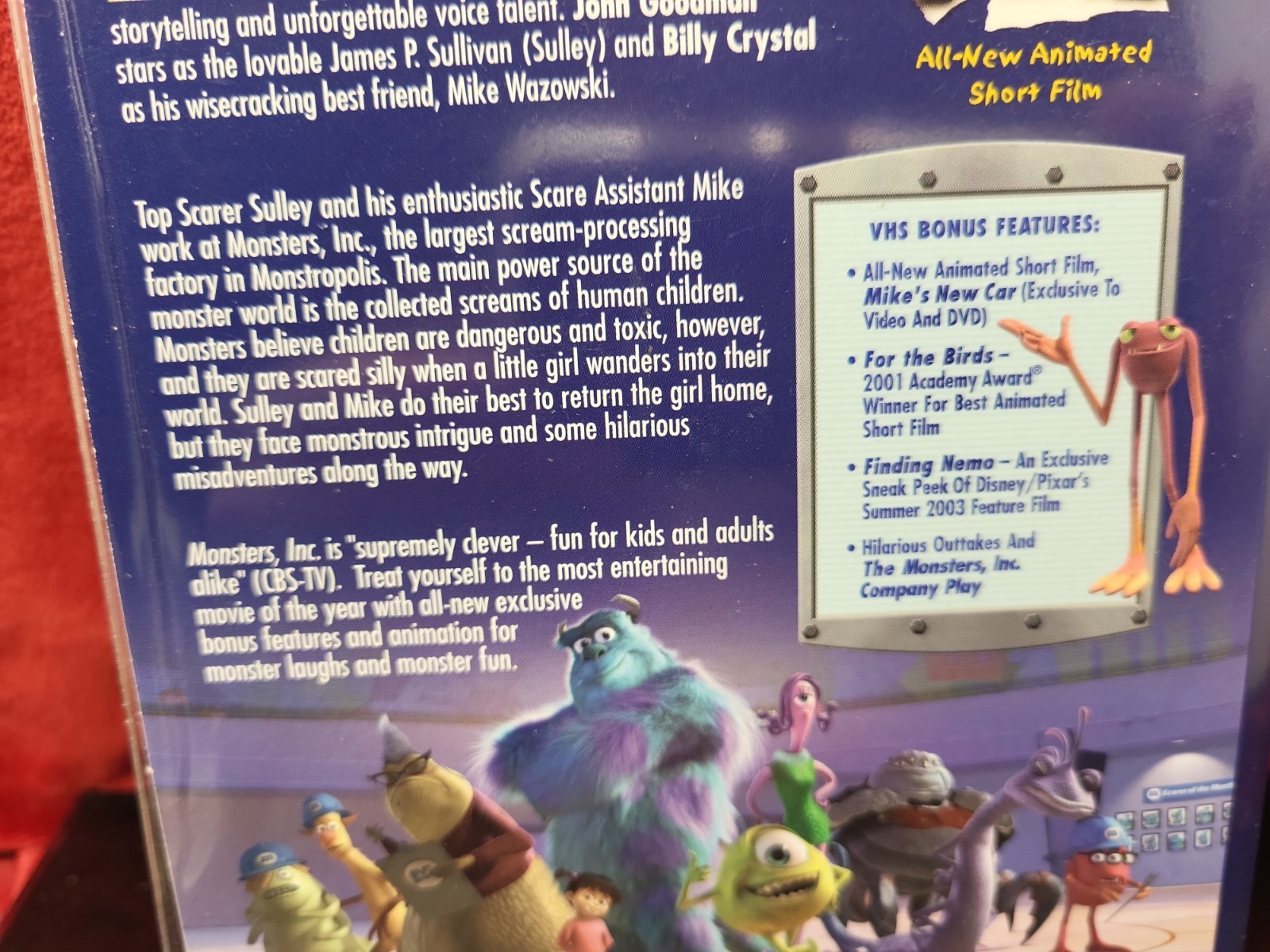 Monsters, Inc. (VHS, 2002) Clear Clam Shell Blue Tape