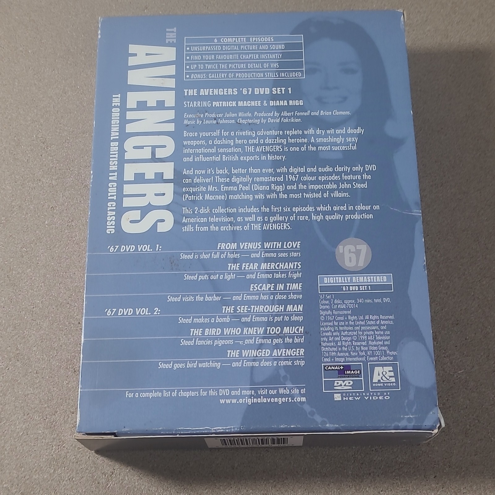 A&E Home Video The Avengers ’67 Season 1 DVD Box Set Remastered PG Rigg