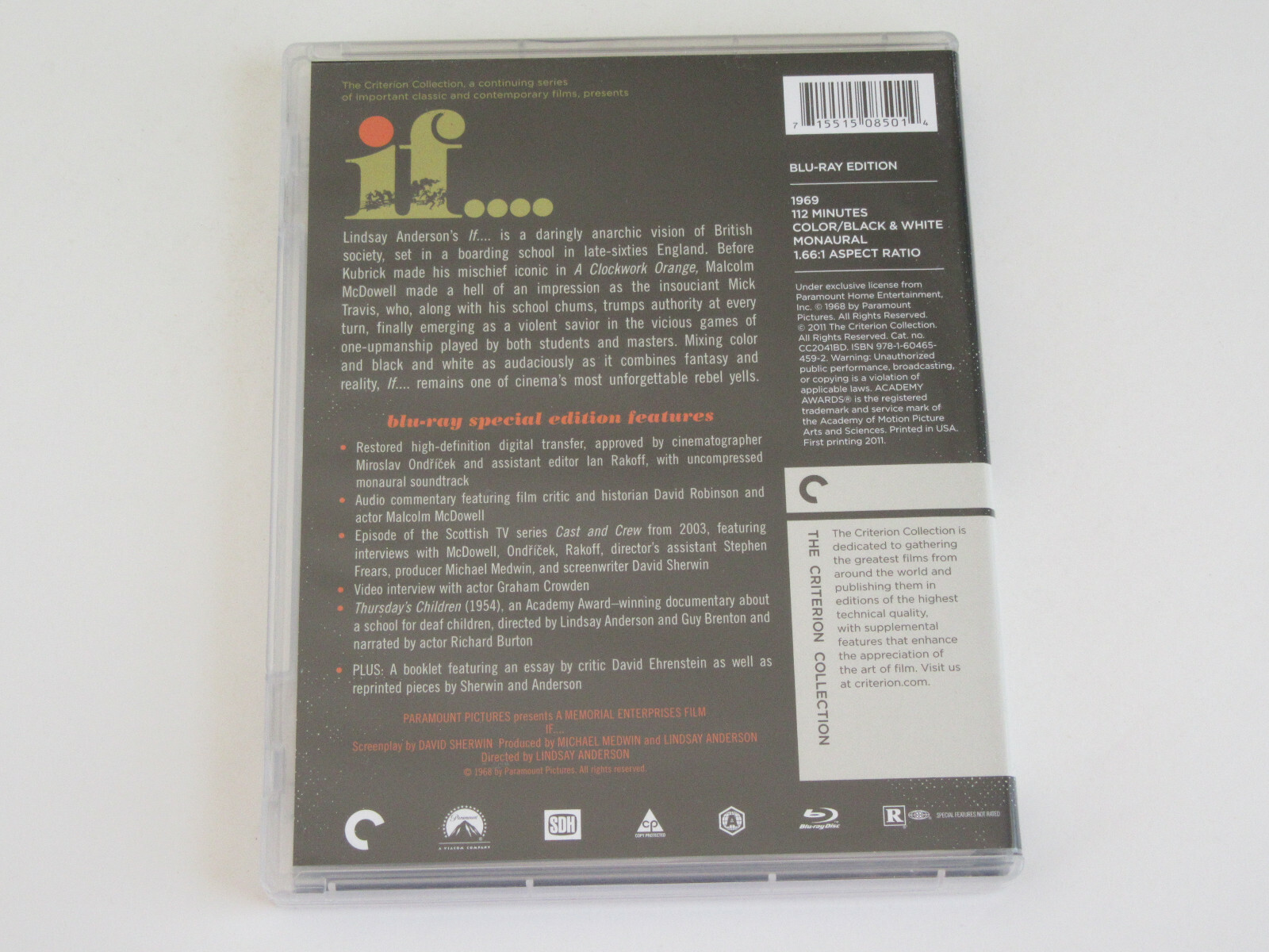 IF… (Blu-ray 2011, Criterion Collection) Lindsay Anderson PRISTINE CONDITION!!