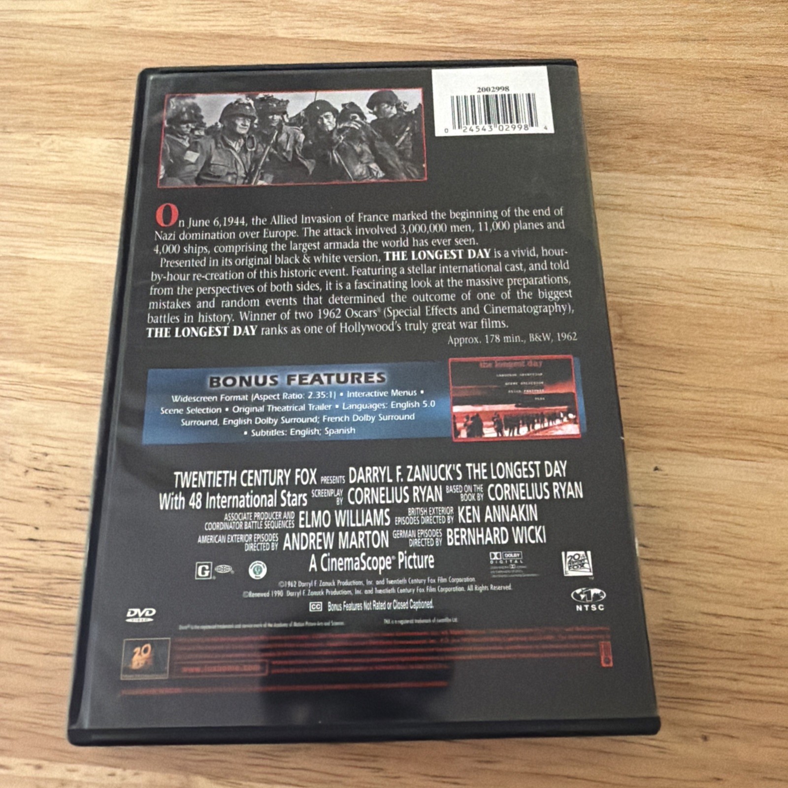 The Longest Day [1962 DVD] Digitally Mastered THX Movie Fox War Classics