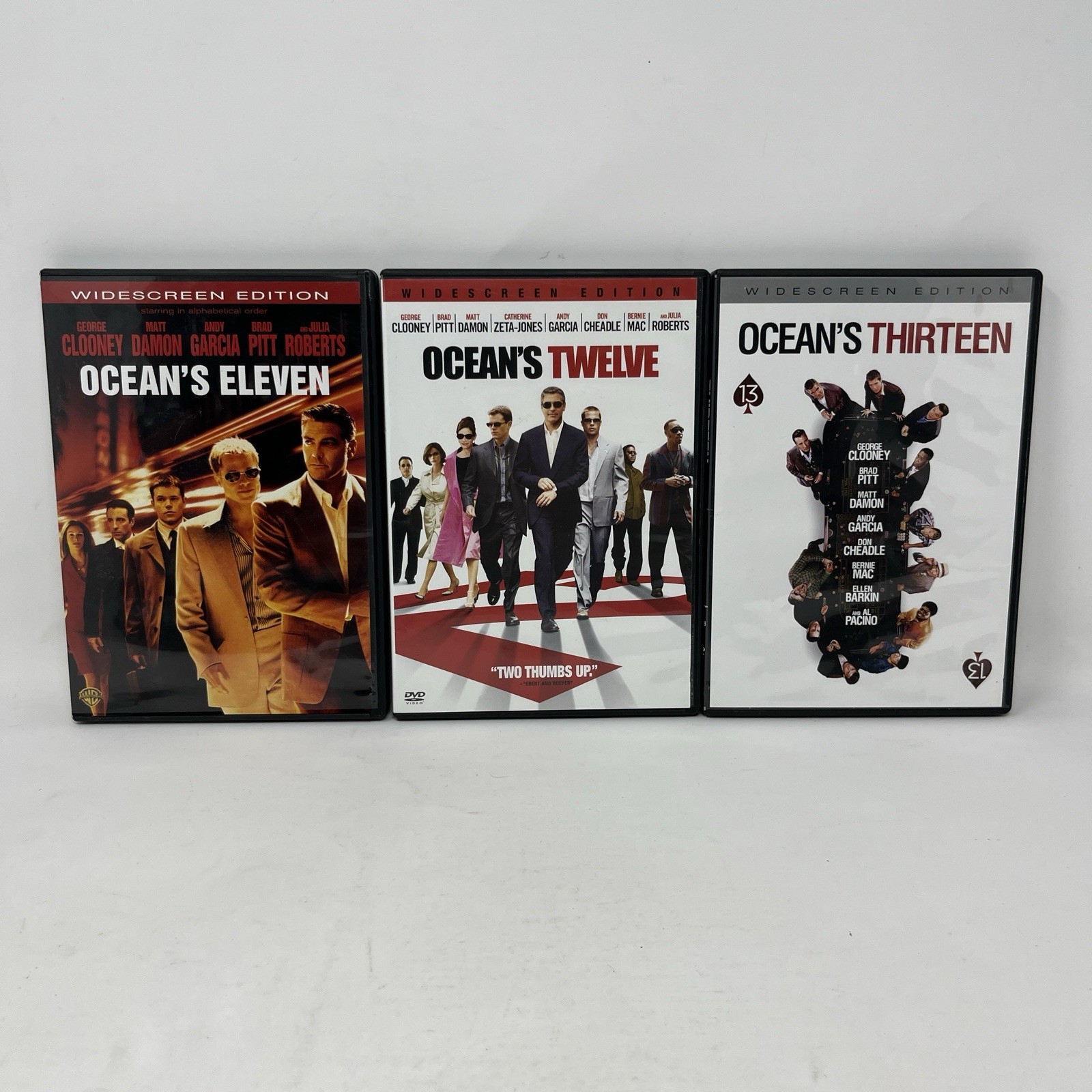 Lot of 3 DVDs 0cean’s 11, 12 & 13 George Clooney, Brad Pitt, Matt Damon