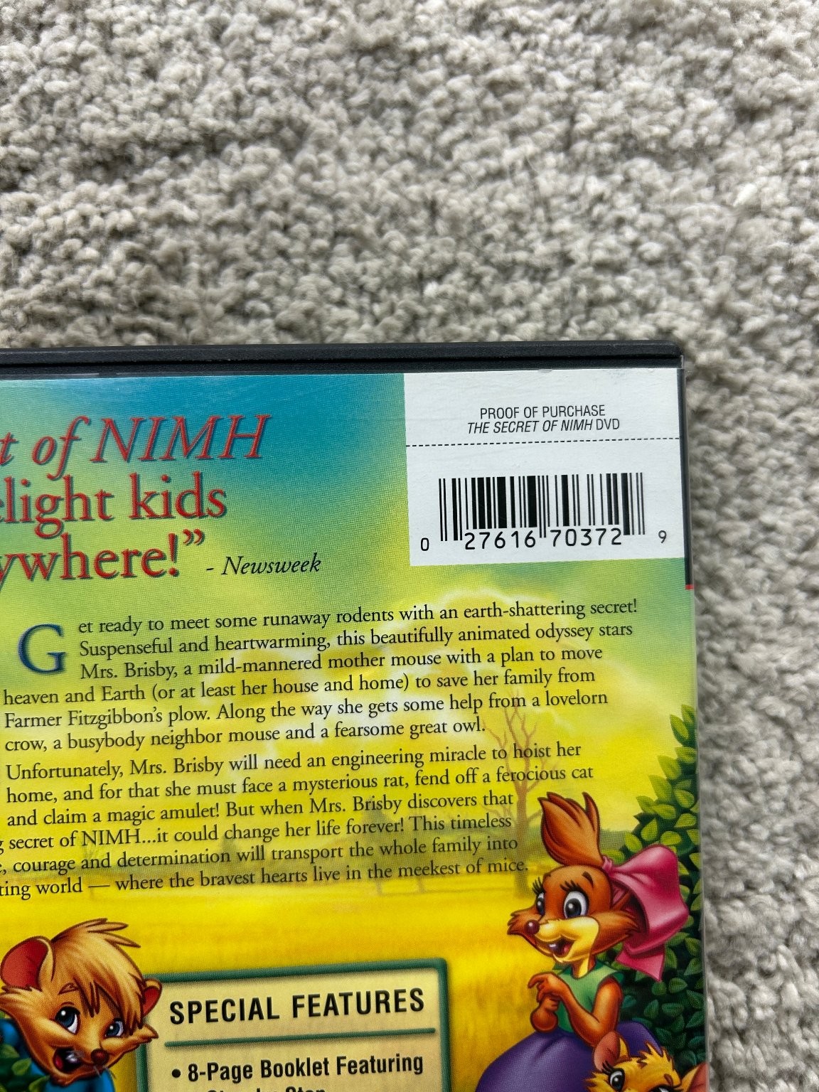 The Secret of NIMH DVD 2002 Don Bluth Animation Family Adventure