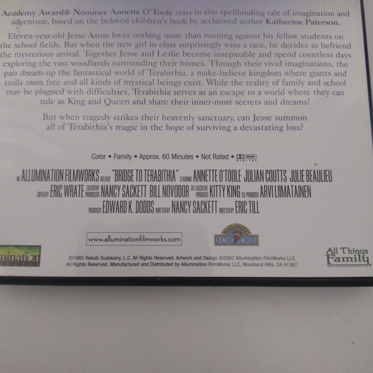 Bridge To Terabithia DVD Annette O’Toole Based On The Children’s Story