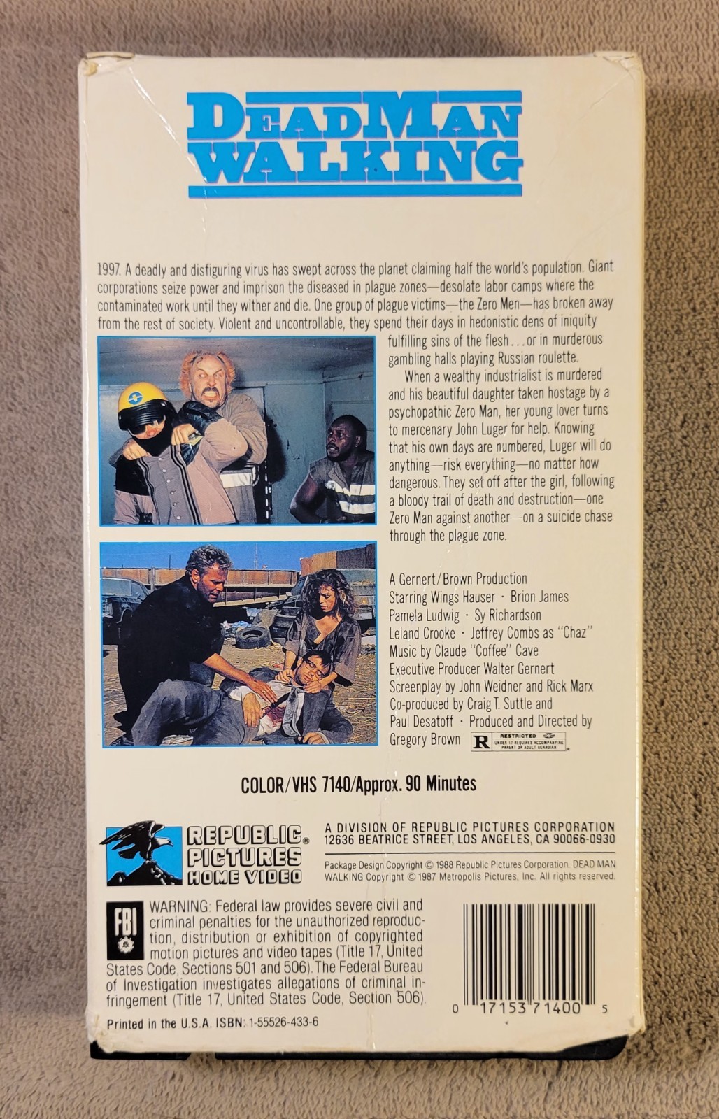 Dead Man Walking VHS 1988 Republic Pictures Wings Hauser Jeffrey Combs Rare