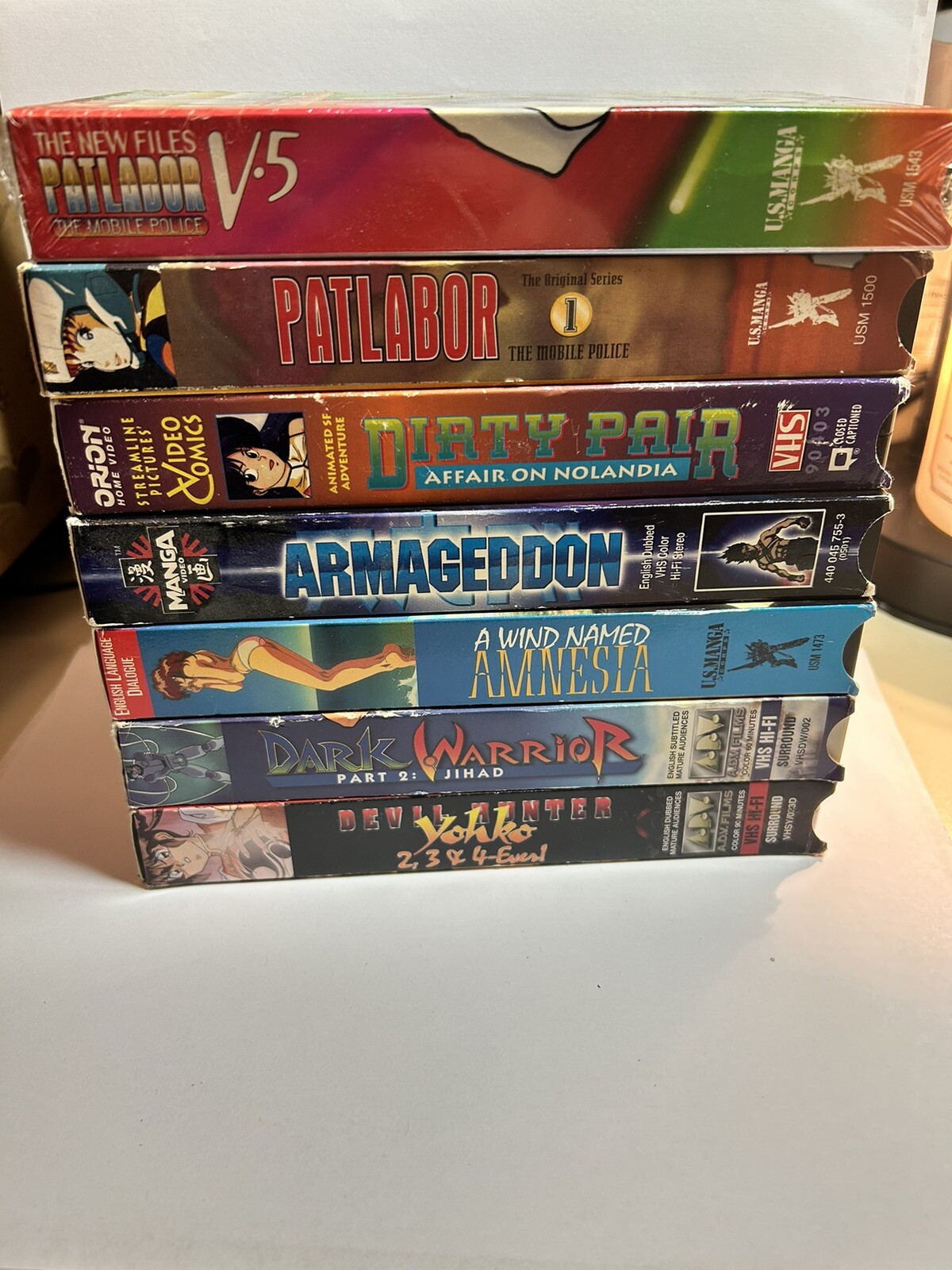 7 RARE Anime Manga 80s VHS Tapes Dirty Pair Patlabor Dark Warrior Devil Hunter +
