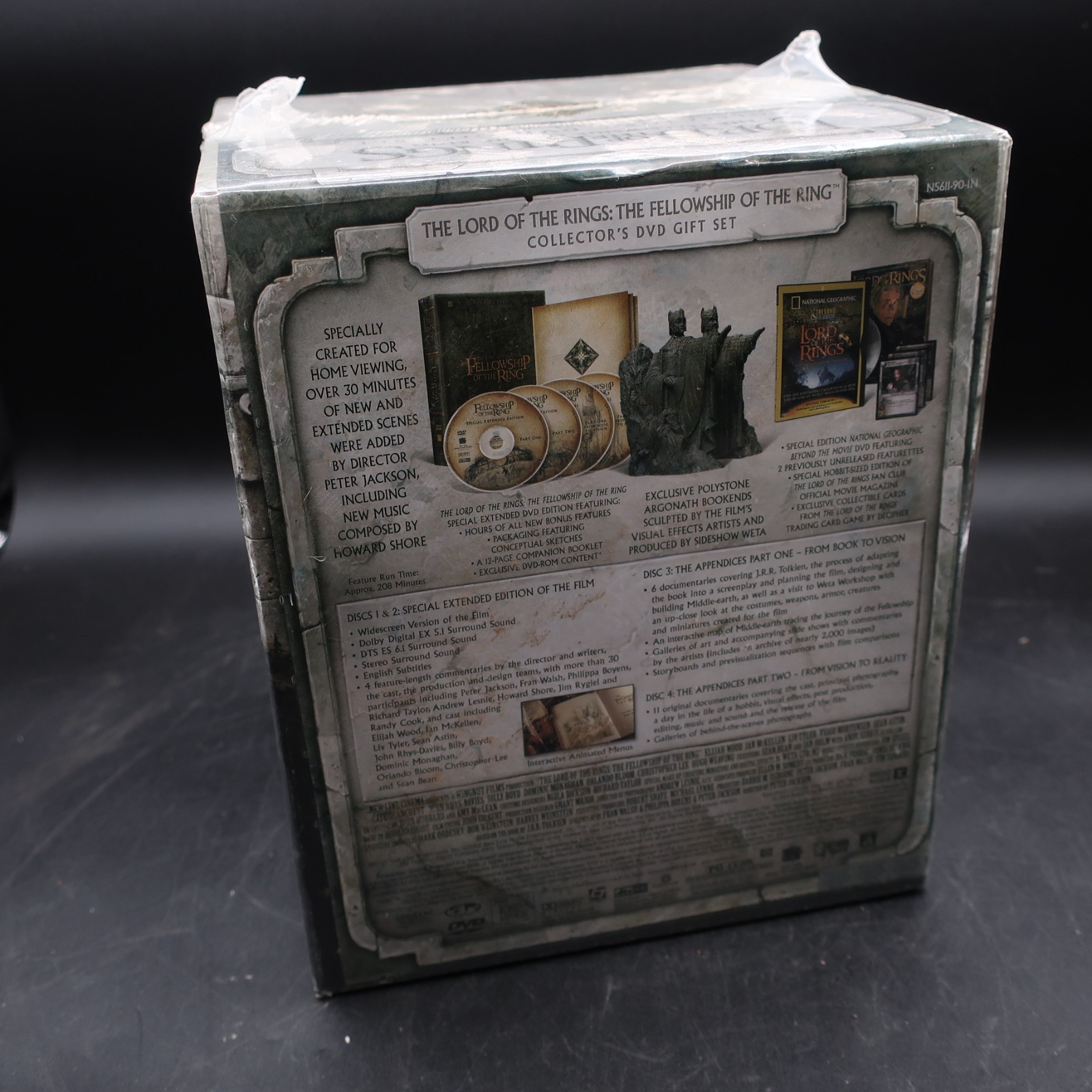 LOTR Fellowship of the Ring Collector Gift Set Argonath Bookends 5 Disc DVD