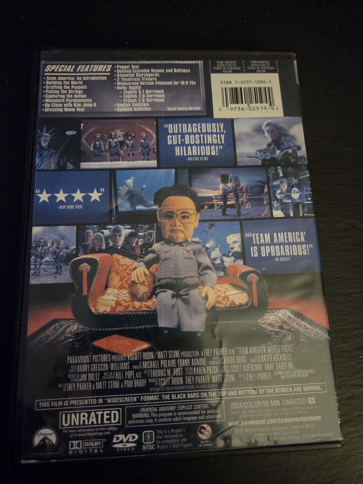 Team America: World Police DVD Unrated Special Collector’s Edition Widescreen