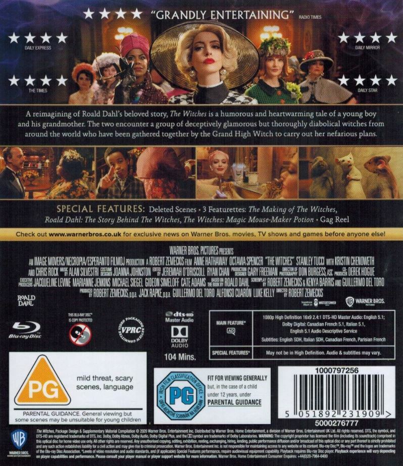 Roald Dahl’s THE WITCHES (2020) Anne Hathaway Blu-Ray BRAND NEW Free Ship
