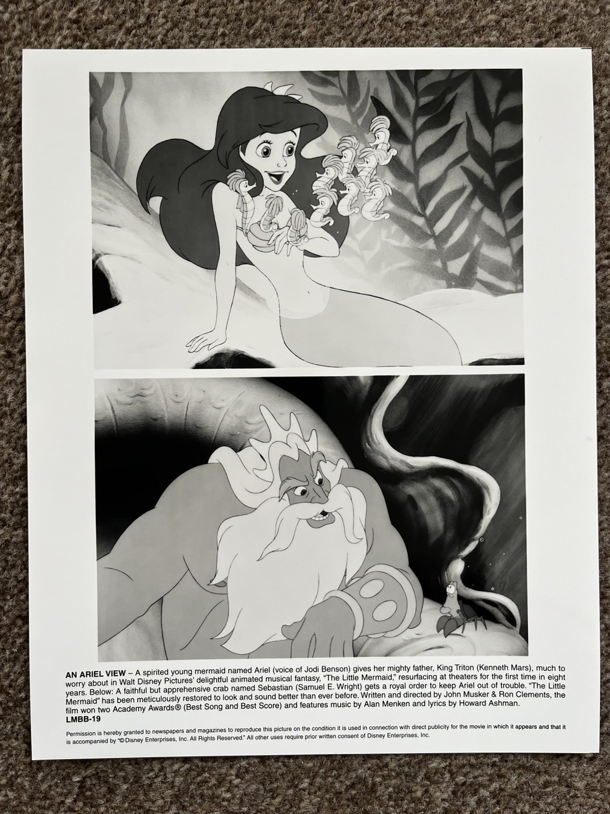 Disney’s The Little Mermaid Deluxe US Press Kit & 6 x Stills & Production notes