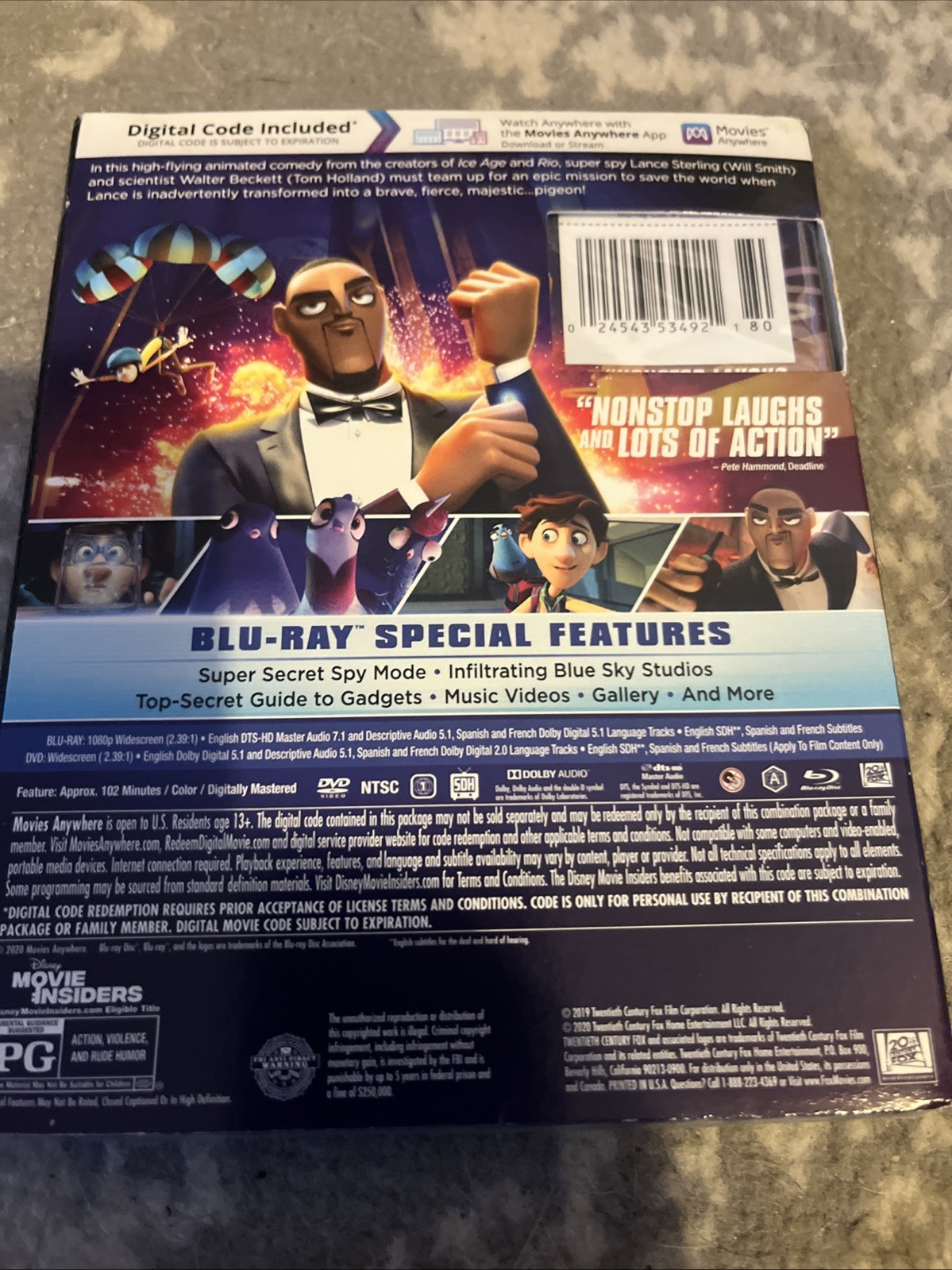 Spies in Disguise (Blu-ray, 2019) New Sealed Slip Cover Will Smith Tom Holland