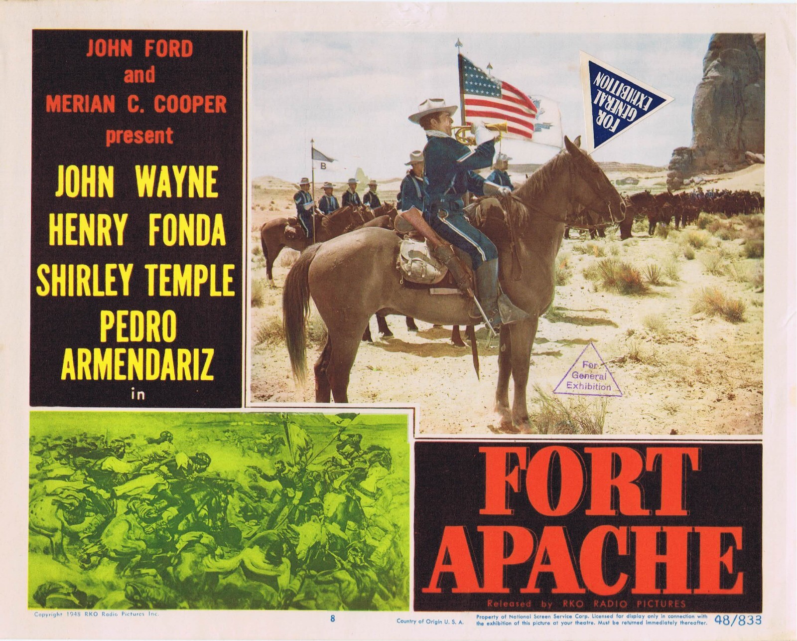 FORT APACHE Original Lobby Card 8 John Wayne John Ford Shirley Temple