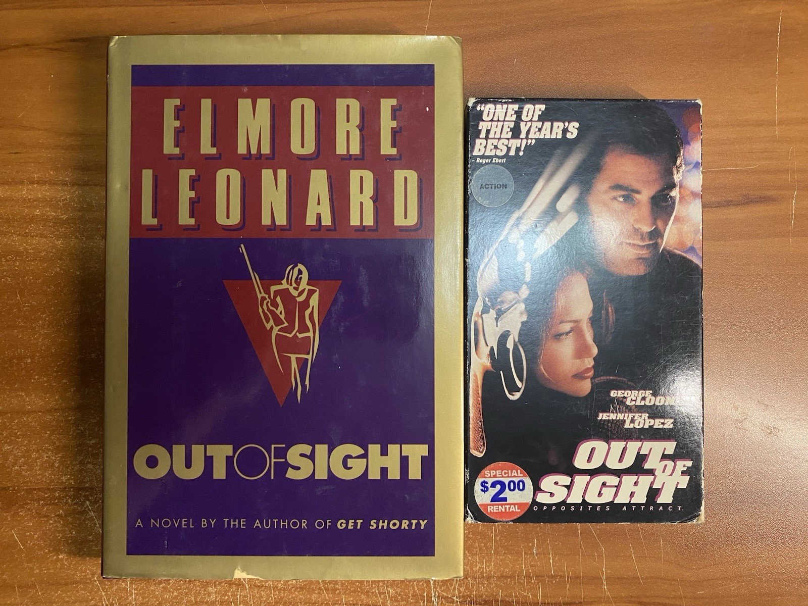 Out of Sight VHS & Hardcover Book by Elmore Leonard Lot Collection