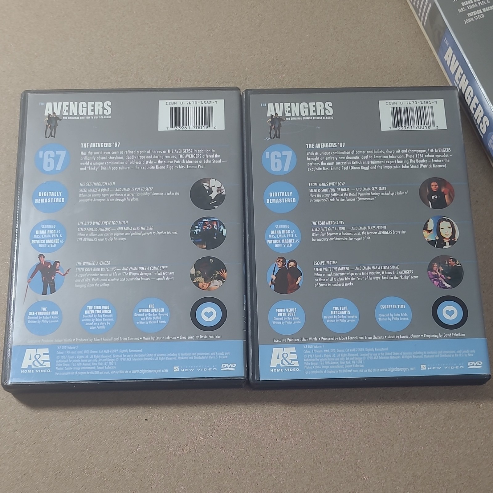 A&E Home Video The Avengers ’67 Season 1 DVD Box Set Remastered PG Rigg