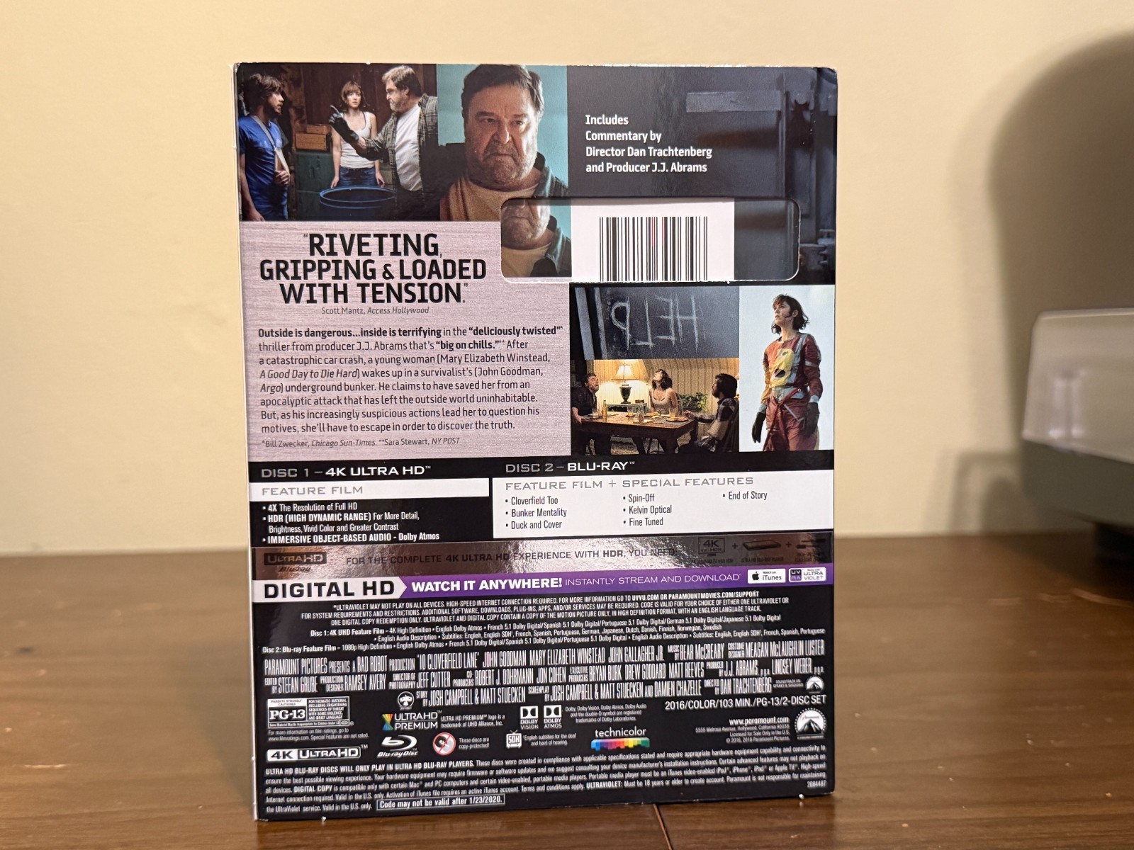 10 Cloverfield Lane 4K UHD + Blu-ray + Digital with OOP Slipcover LIKE NEW