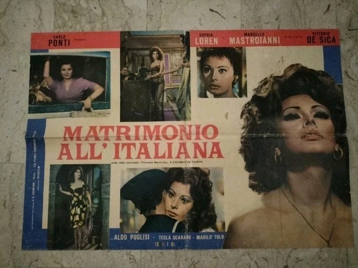 Lotto Film Matrimonio all’ Italiana poster LOREN MASTROIANNI Commedia