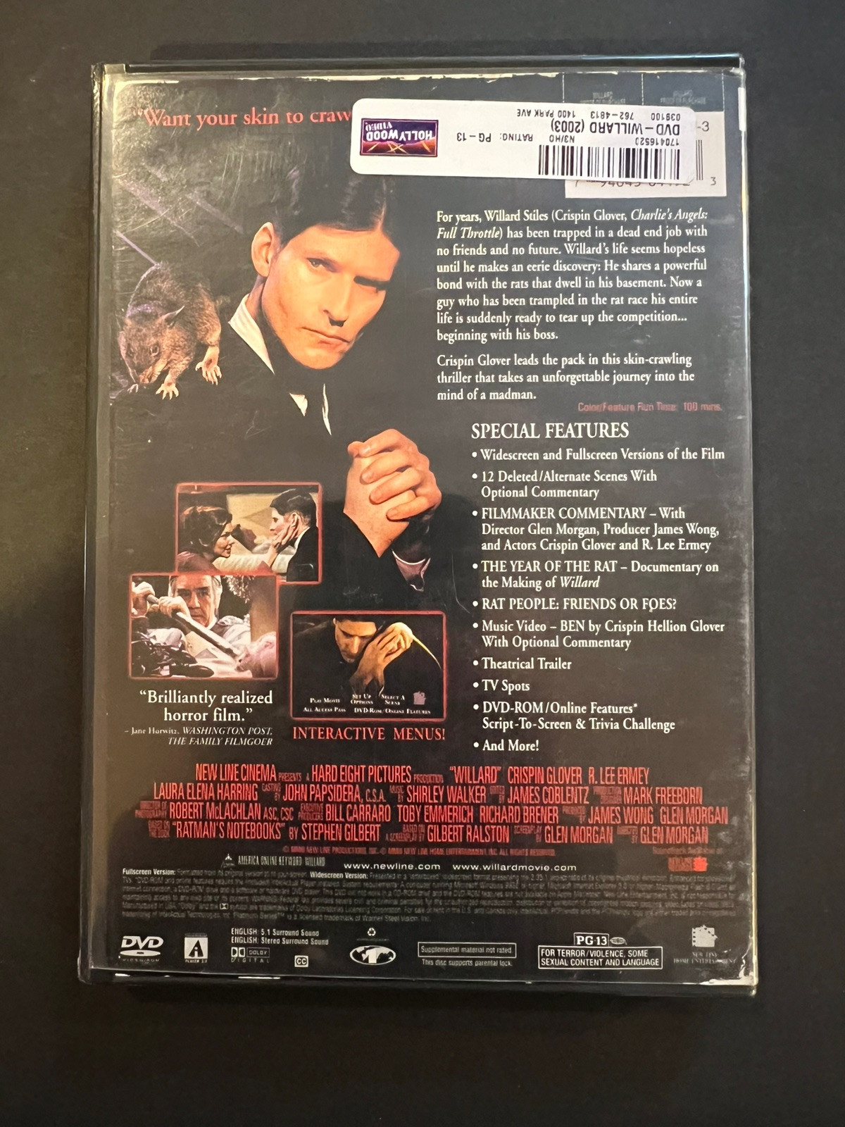 Willard (New Line Horror DVD, 2003, Platinum Series) Crispin Glover-VG