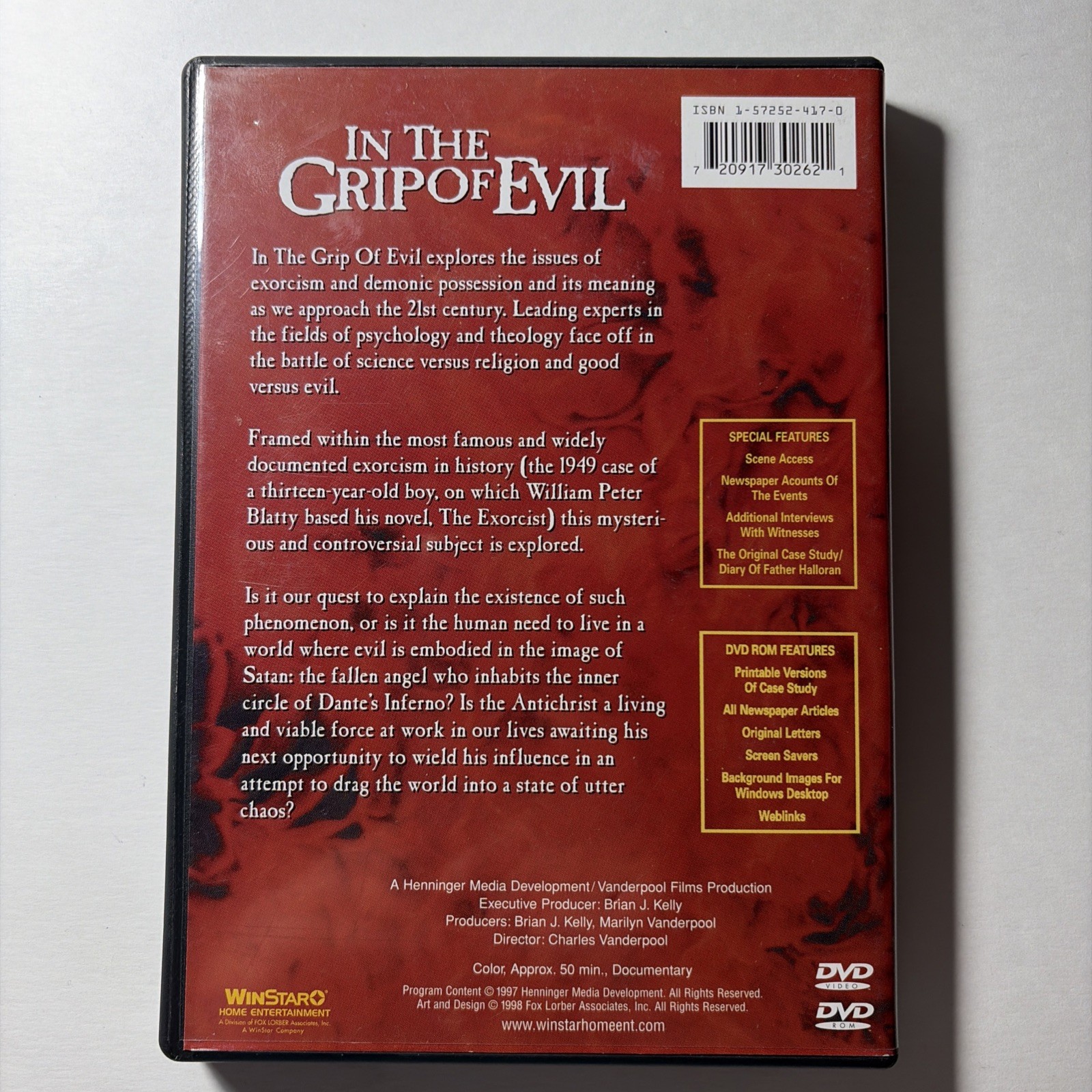 In the Grip of Evil (1997) DVD LIKE NEW An In-Depth Look at Exorcism & True Stor