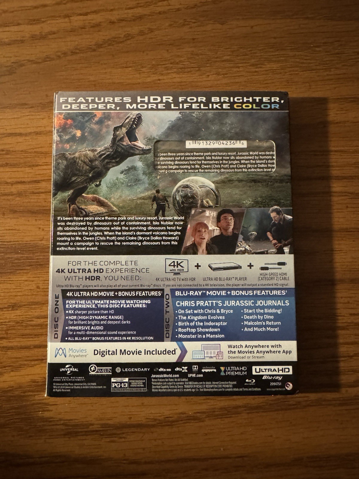 Jurassic World: Fallen Kingdom (4K Ultra HD, 2018, Includes Digital Copy) NEW