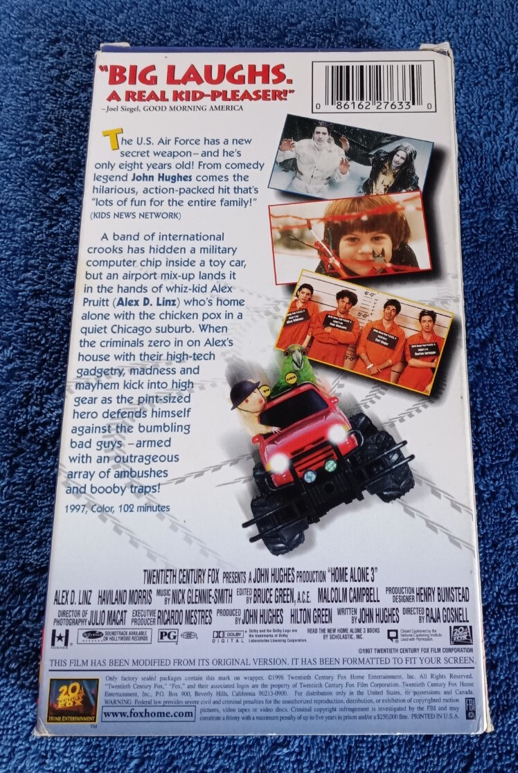 Home Alone 3 VHS Alex D Linz John Hughes Raja Gosnell Play Tested