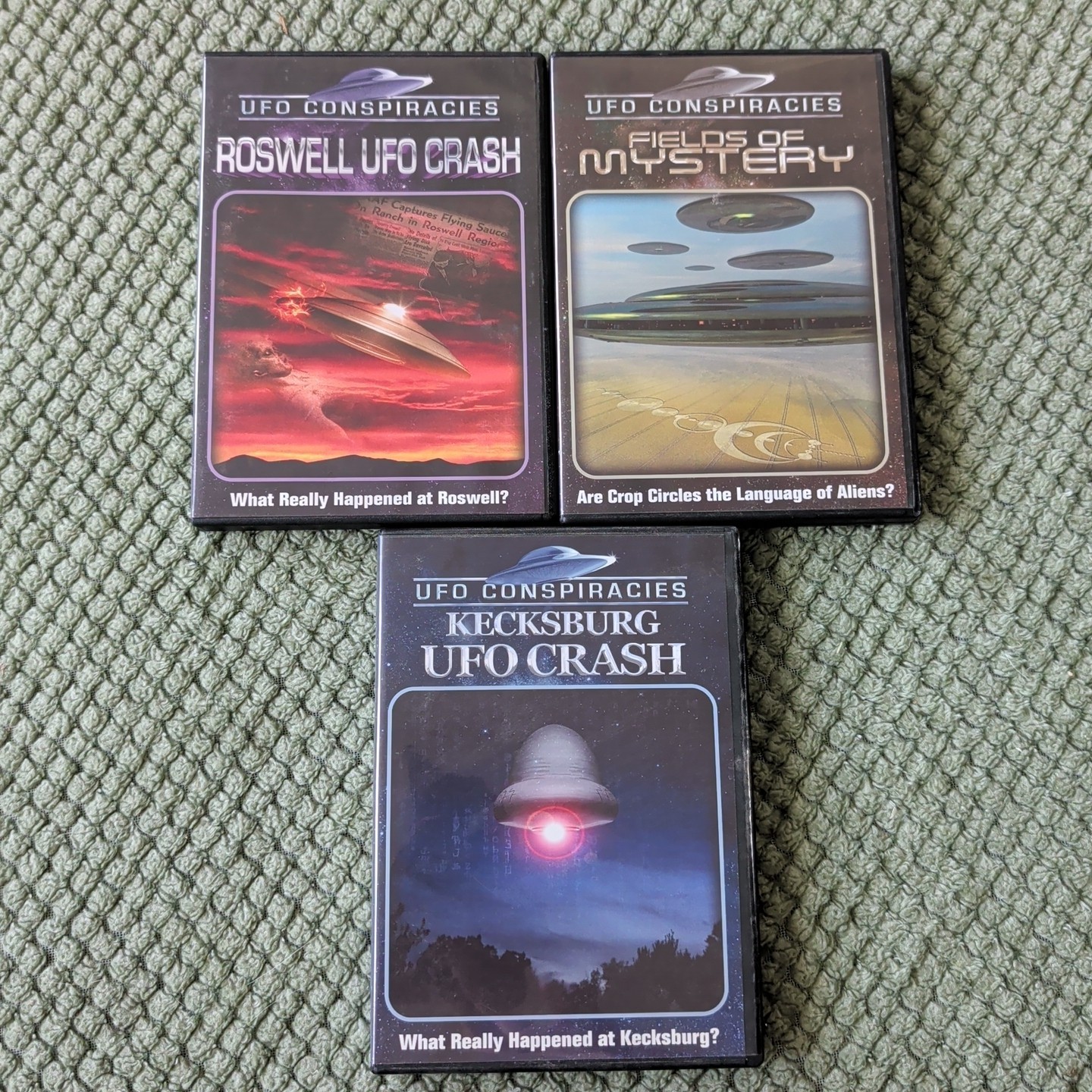 UFO Conspiracies DVD lot Of 3, Fields Of Mystery, Roswell Crash, Kecksburg Crash