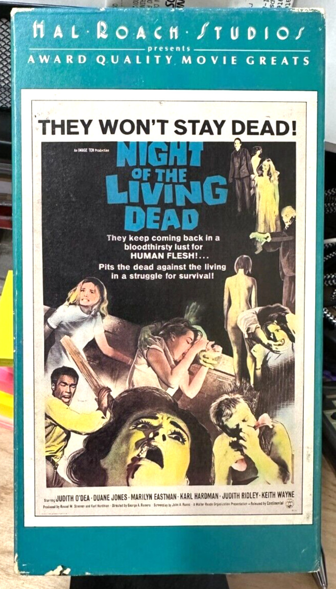 Vintage Night Of The Living Dead, VHS, 1985 Black & White. Hal Roach Studios.