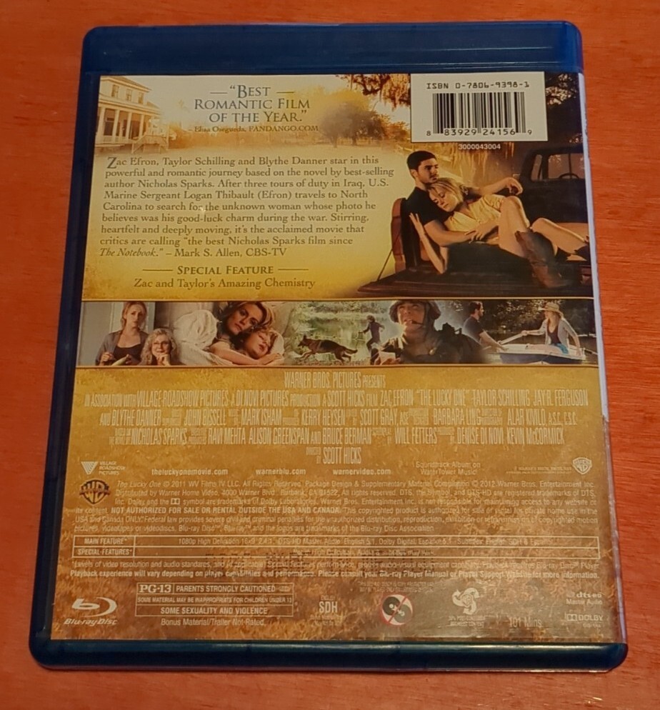 The Lucky One blu-ray Zac Efron Taylor Schilling Scott Hicks Blythe Danner
