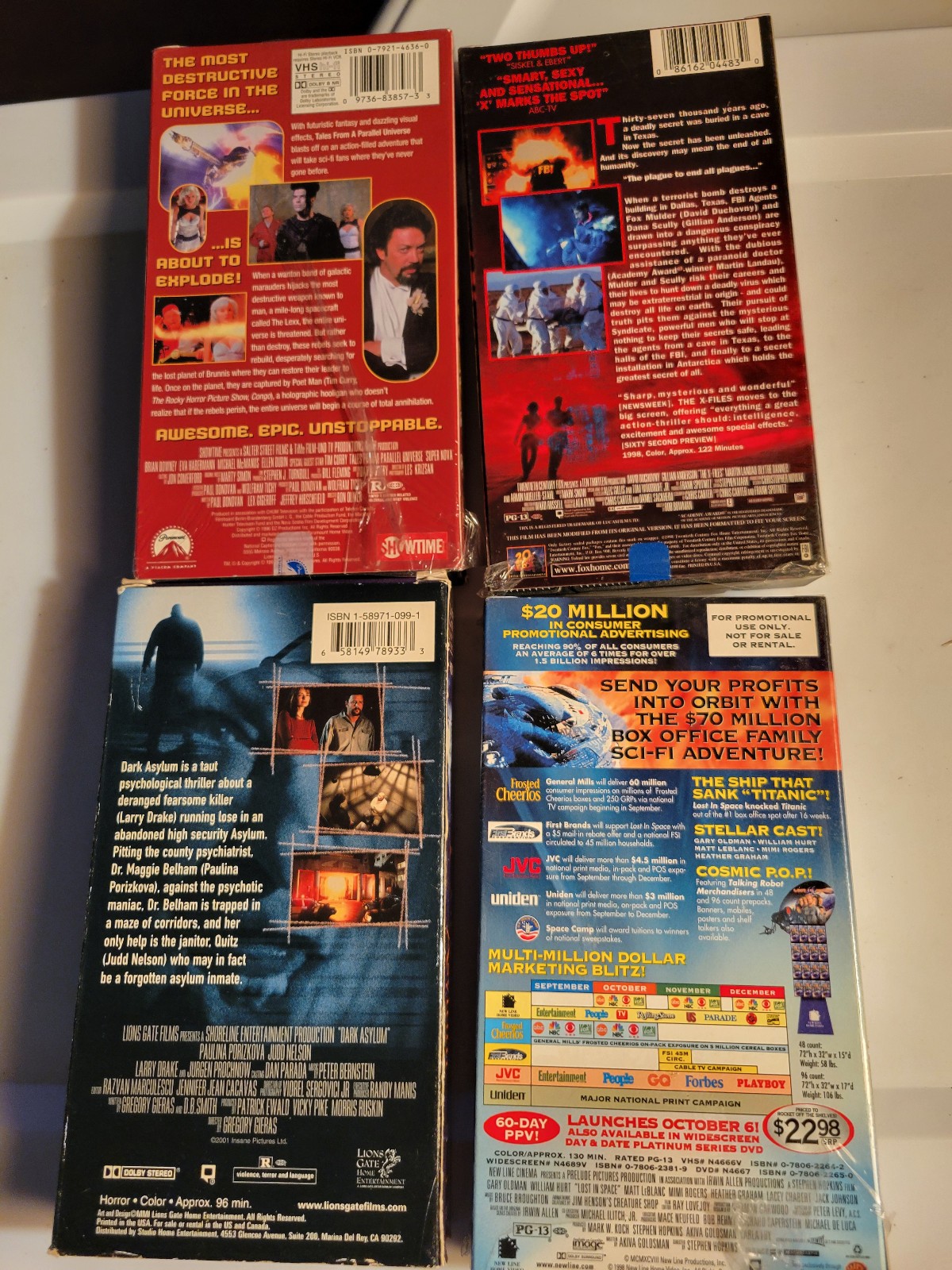 4 90s SCIFI VHS Tales From a Parallel Universe/Dark Asylum/XFiles/Lost in Space