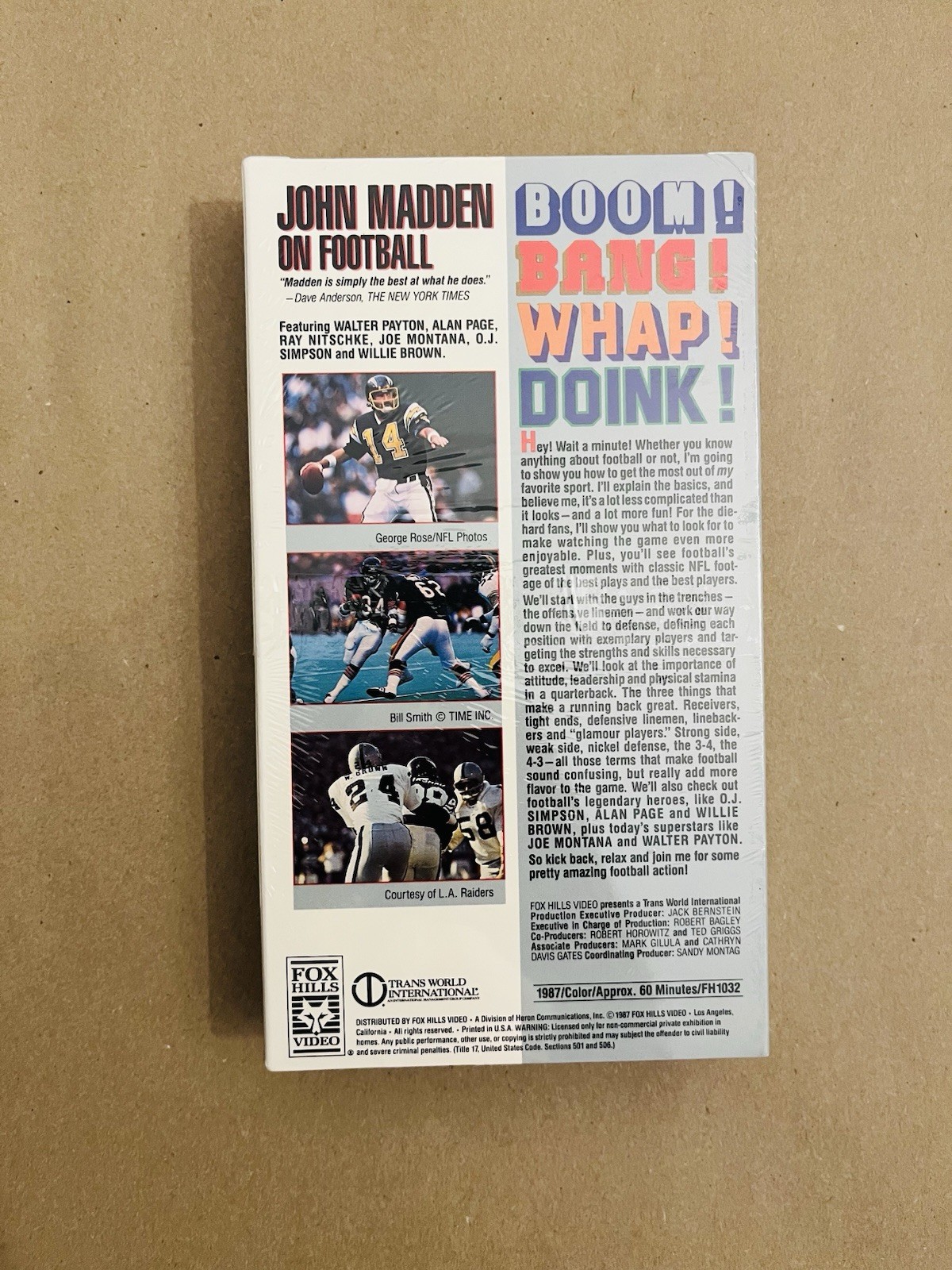 Boom Bang Whap Doink – John Madden on Football VHS Movie Sealed