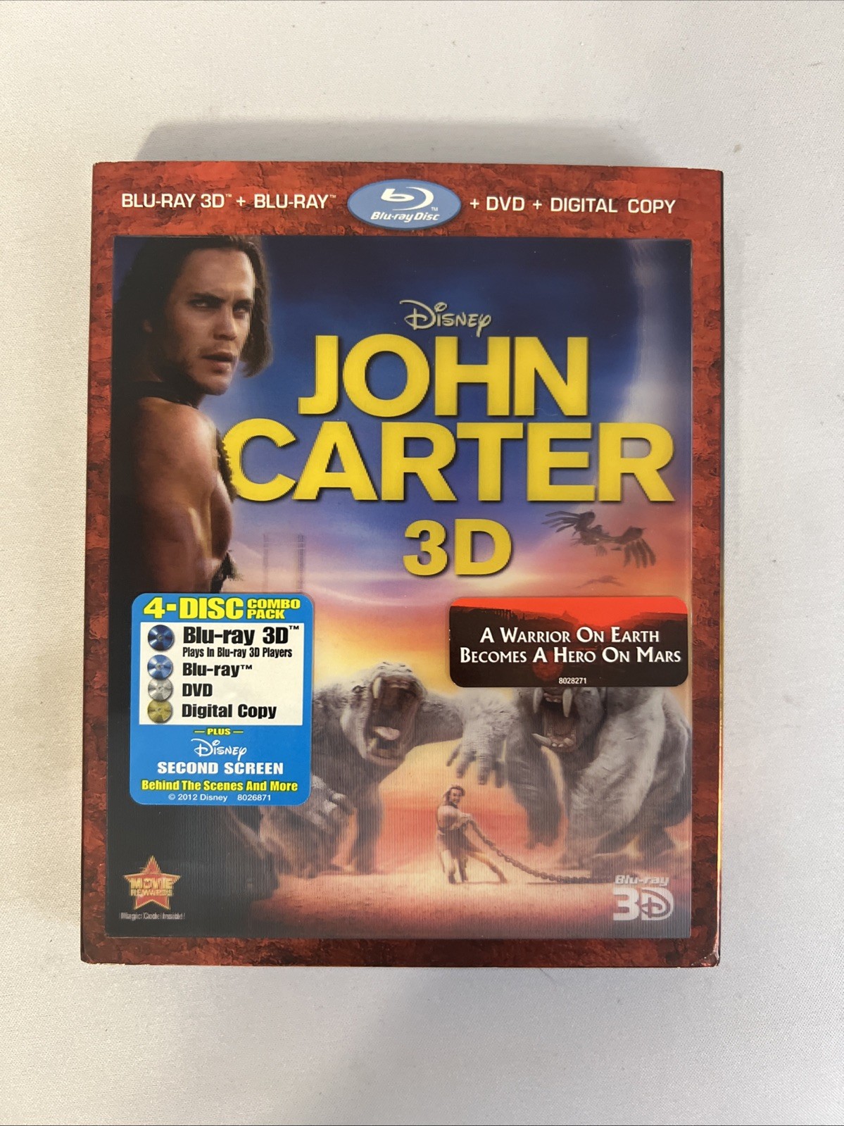John Carter 2012 (Blu-ray, 3D Blu-ray, DVD)-
