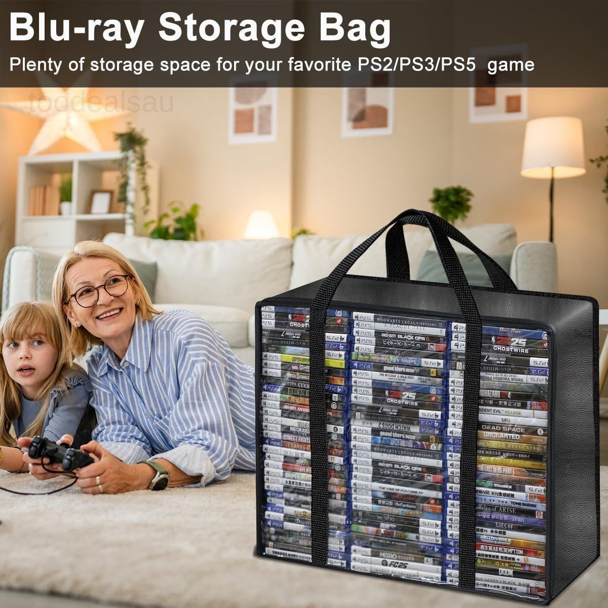 CD DVD Storage Bags 2-Pack, PU & Clear Blu-ray Case Holder with 2 Pack