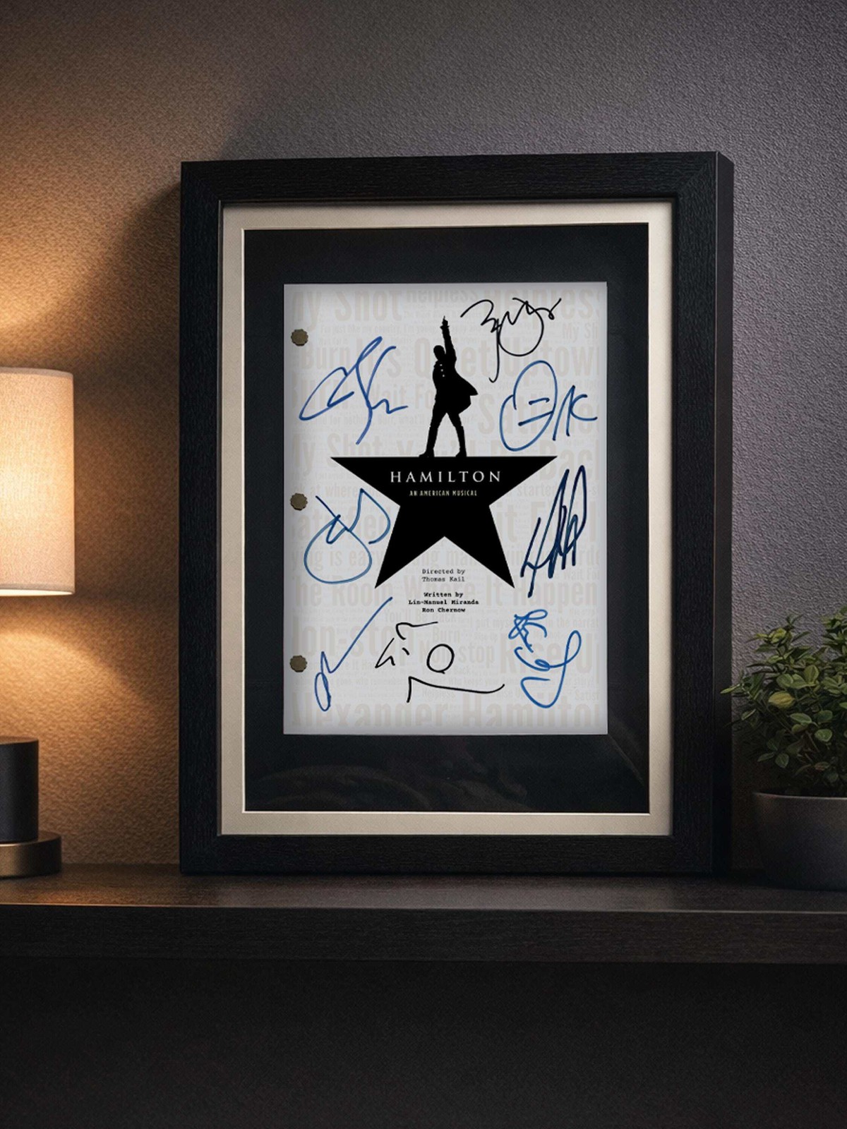 Hamilton Musical Signed Movie Script, Lin-Manuel Miranda Framed Reproduction