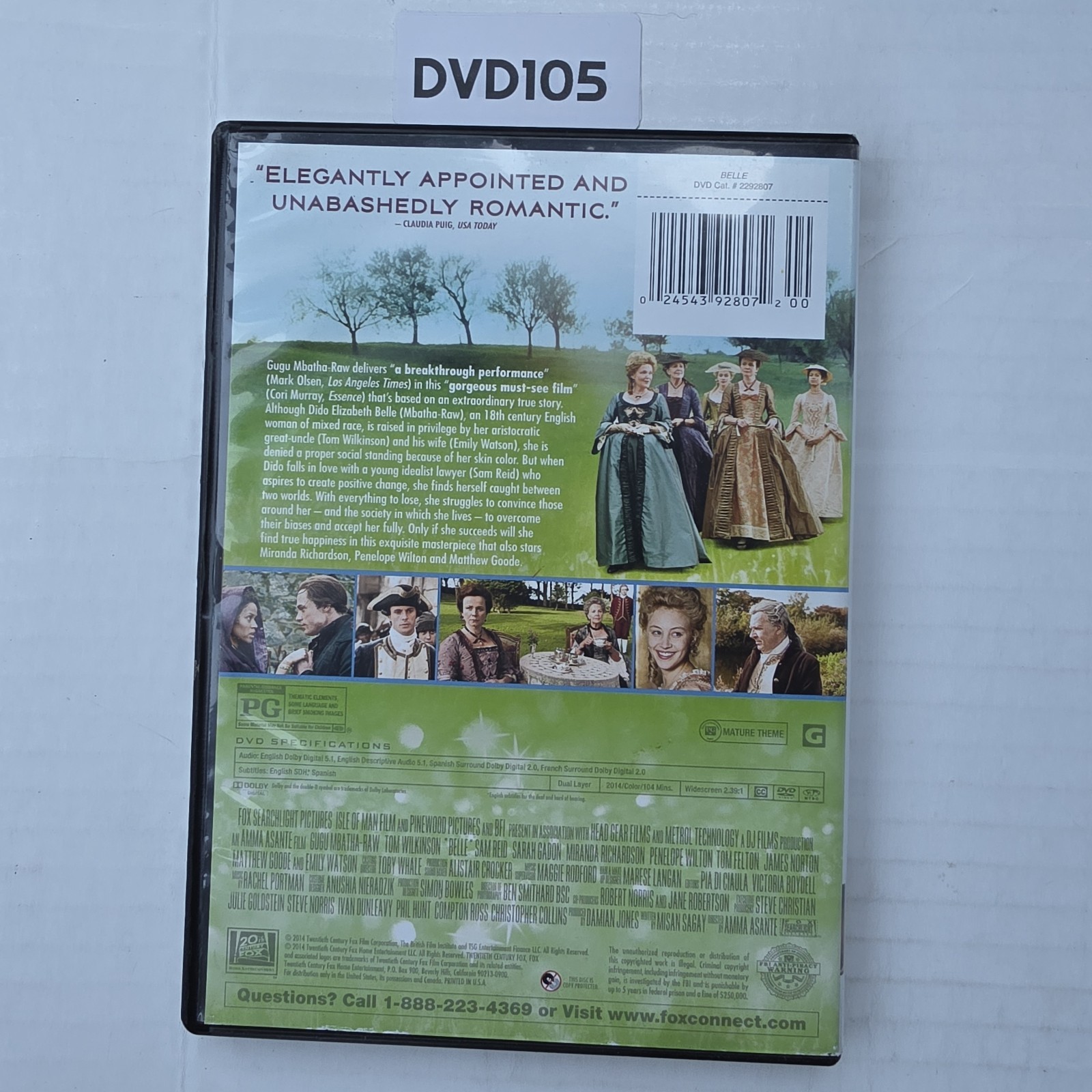 Fox Searchlight Pictures Belle DVD Gugu Mbatha-Raw Tom Wilkinson PG
