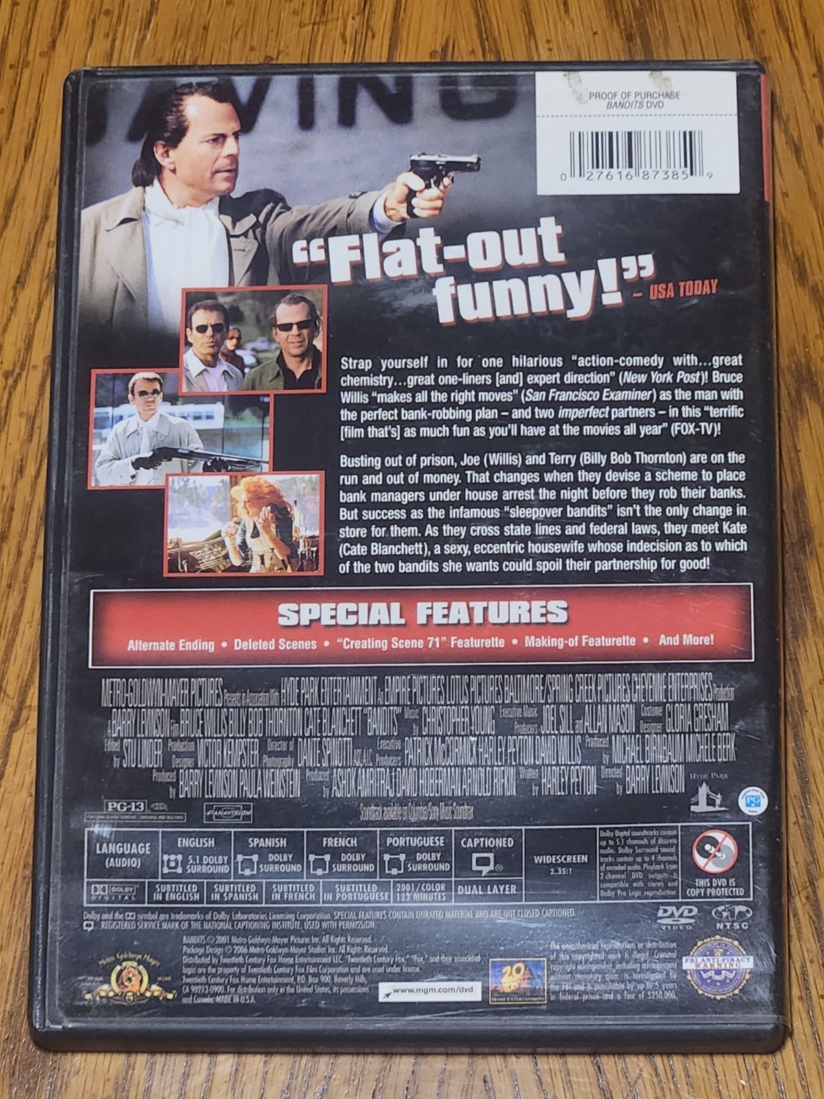 Bandits DVD Barry Levinson PG-13 Cult Film Widescreen NTSC 16:9 Very Good