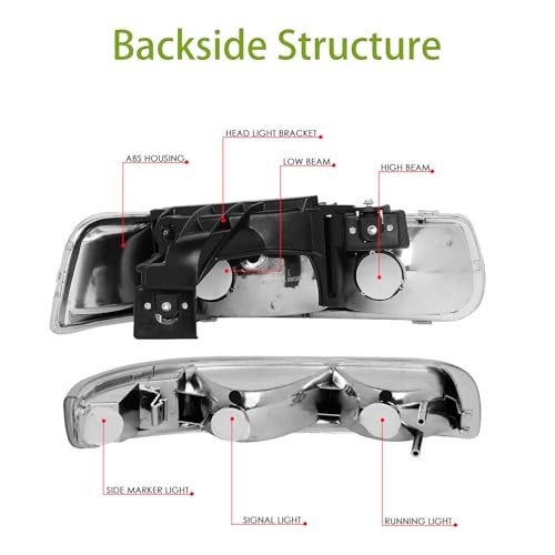 Headlight Assembly with bumper lamps Set For 2000 2001 2002 2003 2004 2005